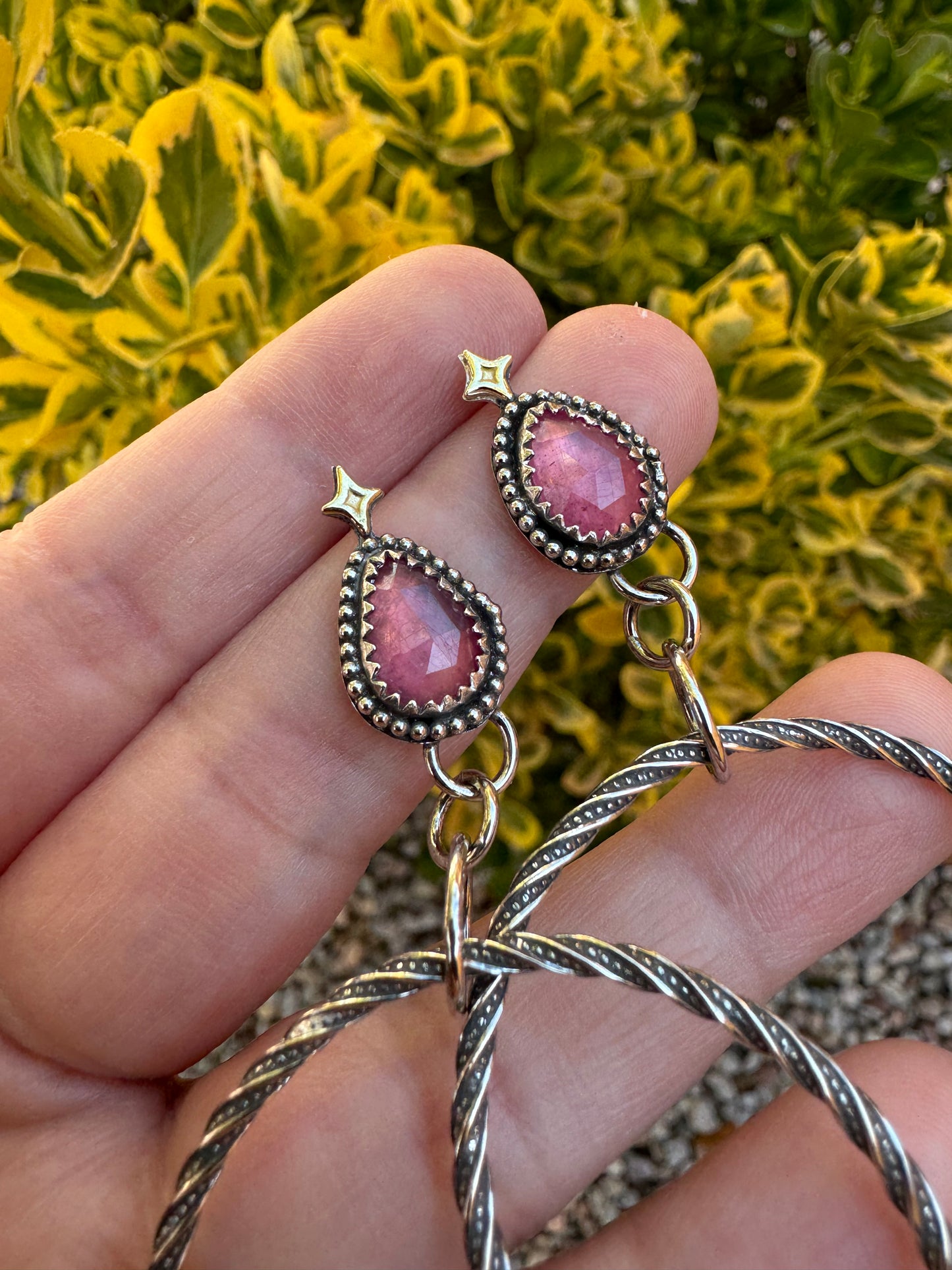 Pink Sapphire Hoops