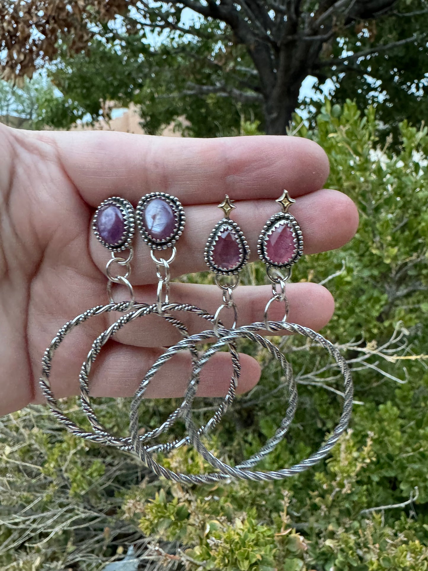 Pink Sapphire Hoops