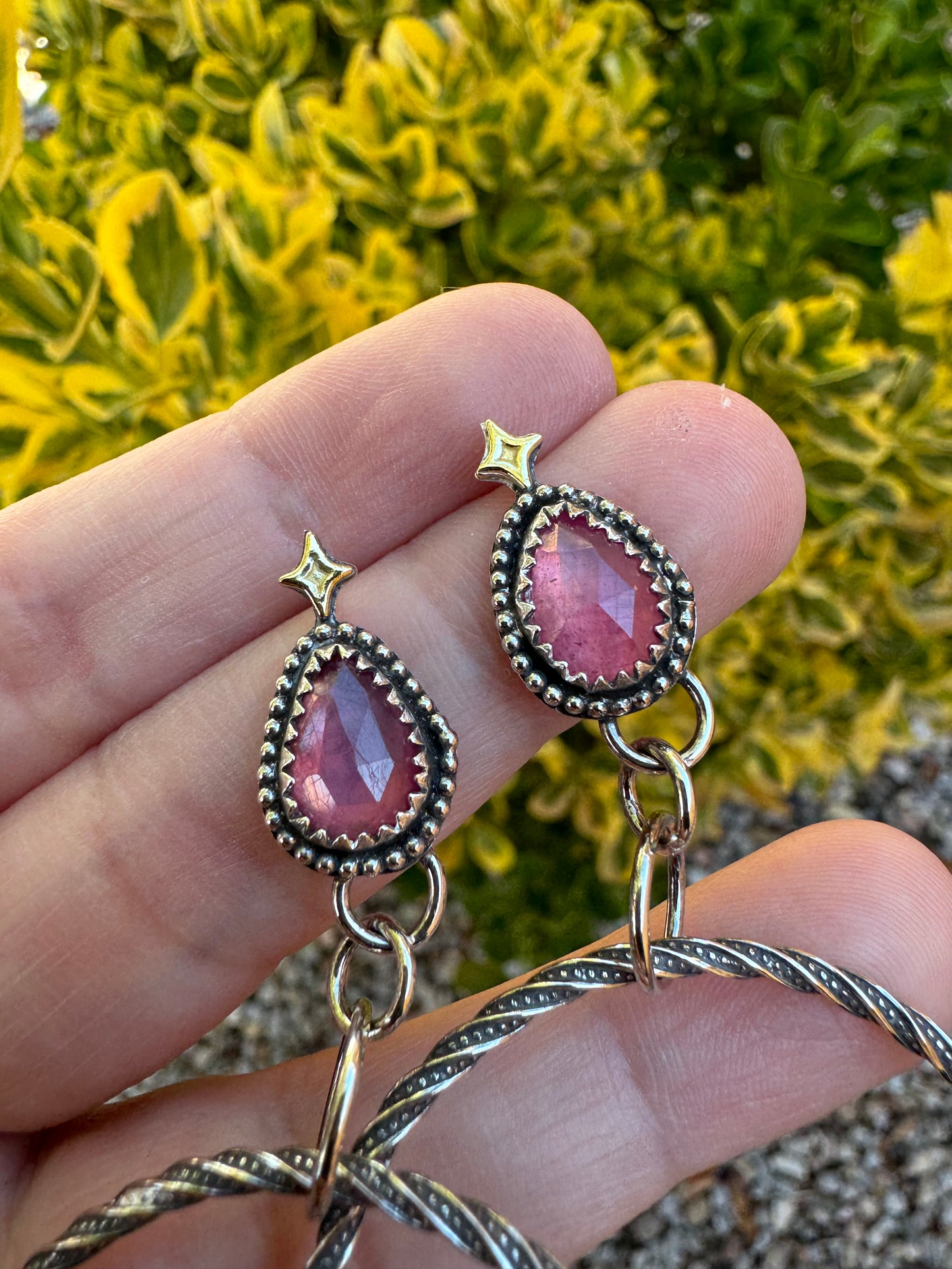 Pink Sapphire Hoops