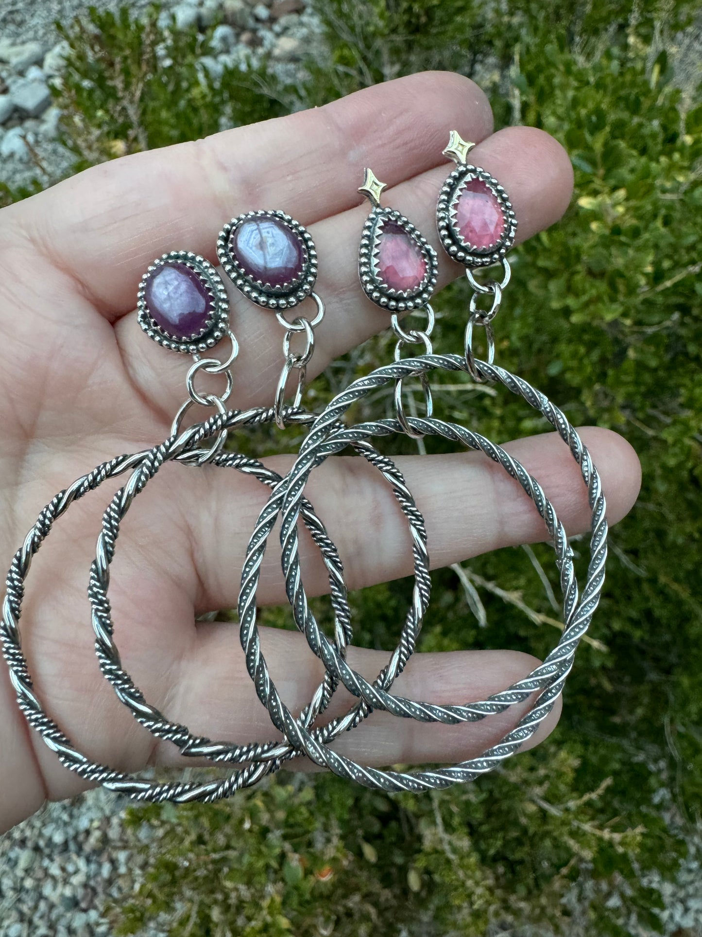 Pink Sapphire Hoops