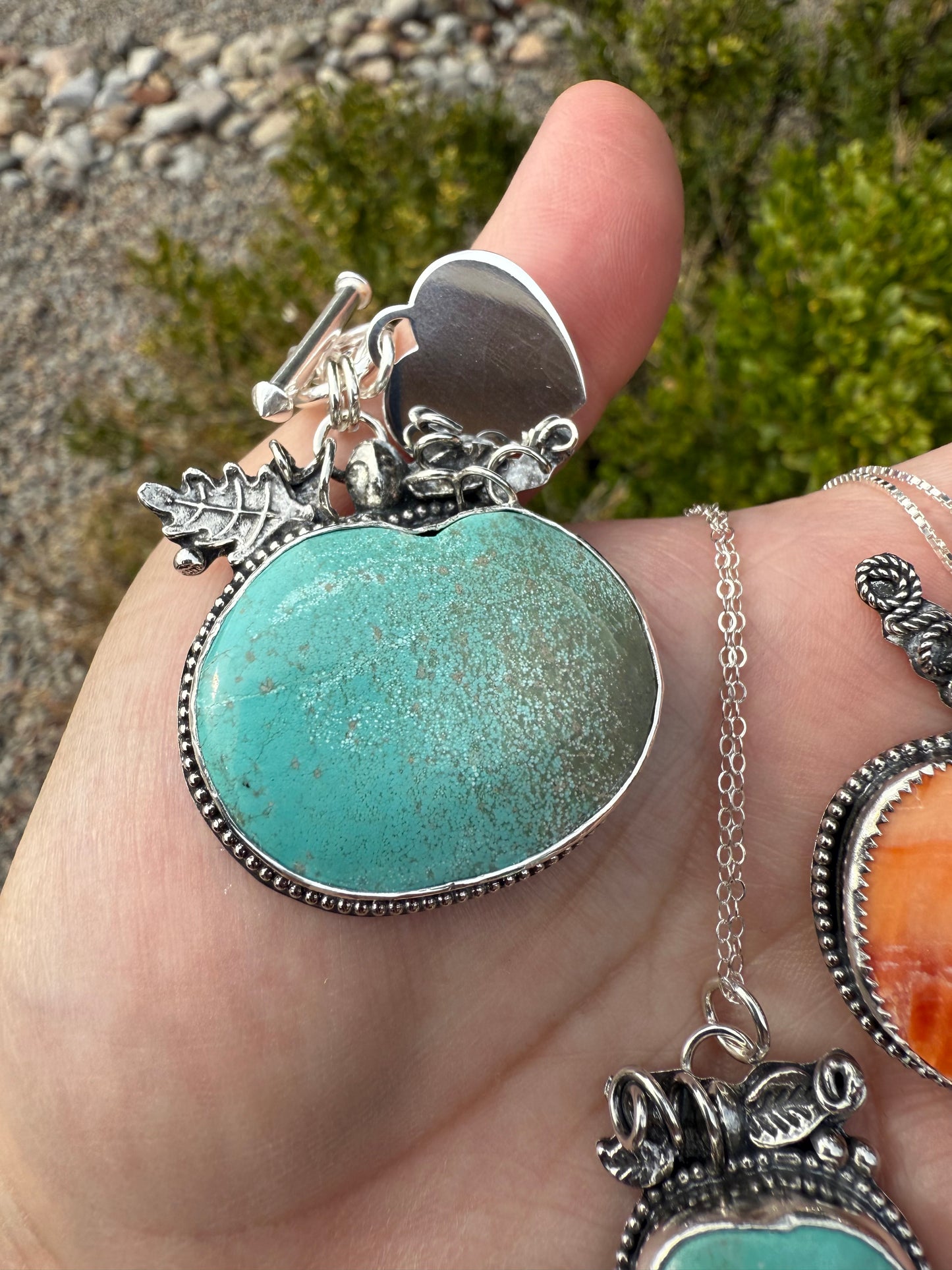 Large Kingman Turquoise Pumpkin Necklace