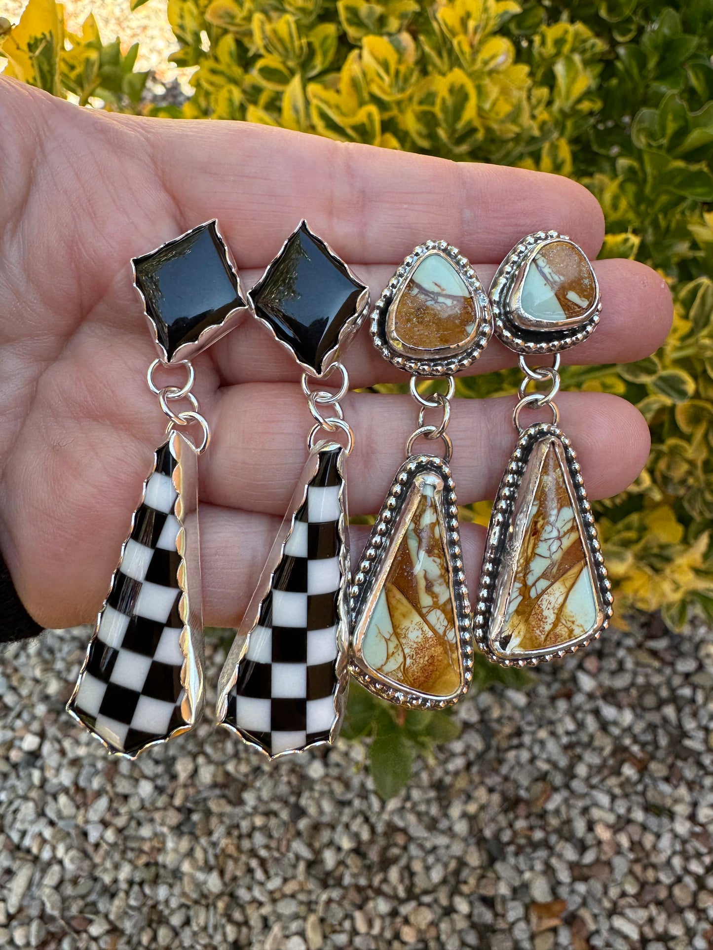 Jet and Pristine Earrings (scalloped)