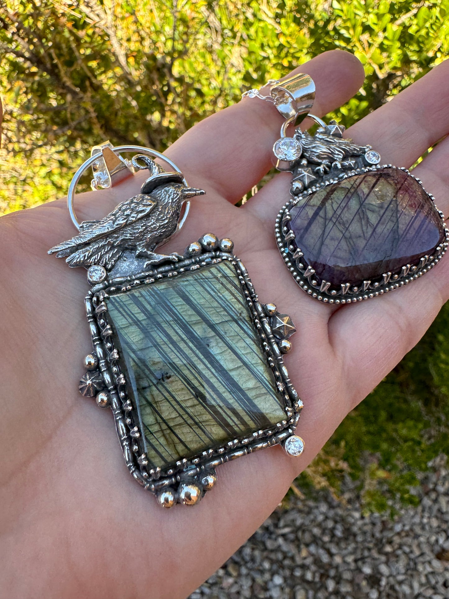 Witch Crow Labradorite Pendant