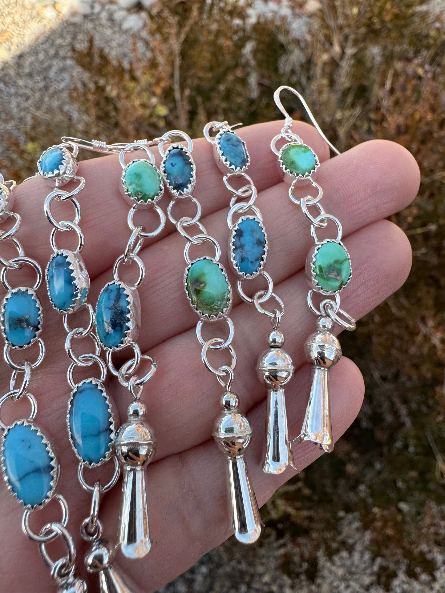 Squash Blossom Dangling Earrings (2)