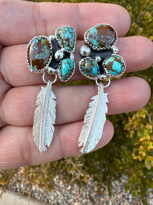 Royston Turquoise Small Feather Earrings