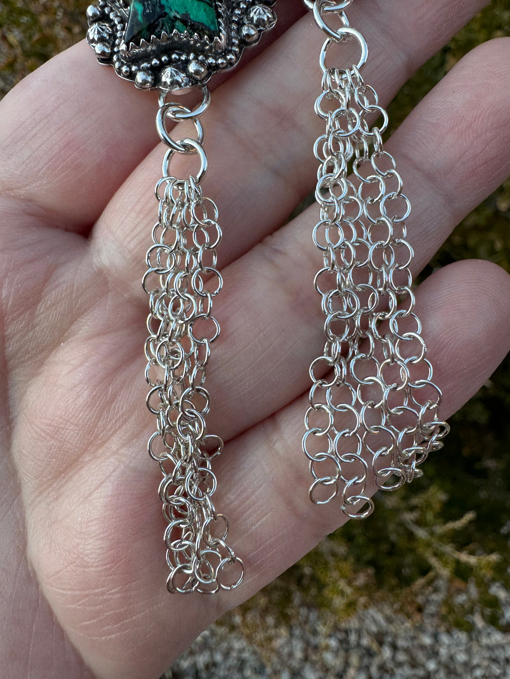 Malachite & Azurite Star Chain Earrings