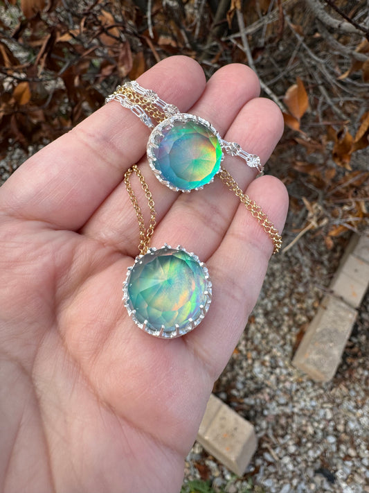 Aurora Opal + Quartz Necklace (Gold-Fill Chain)