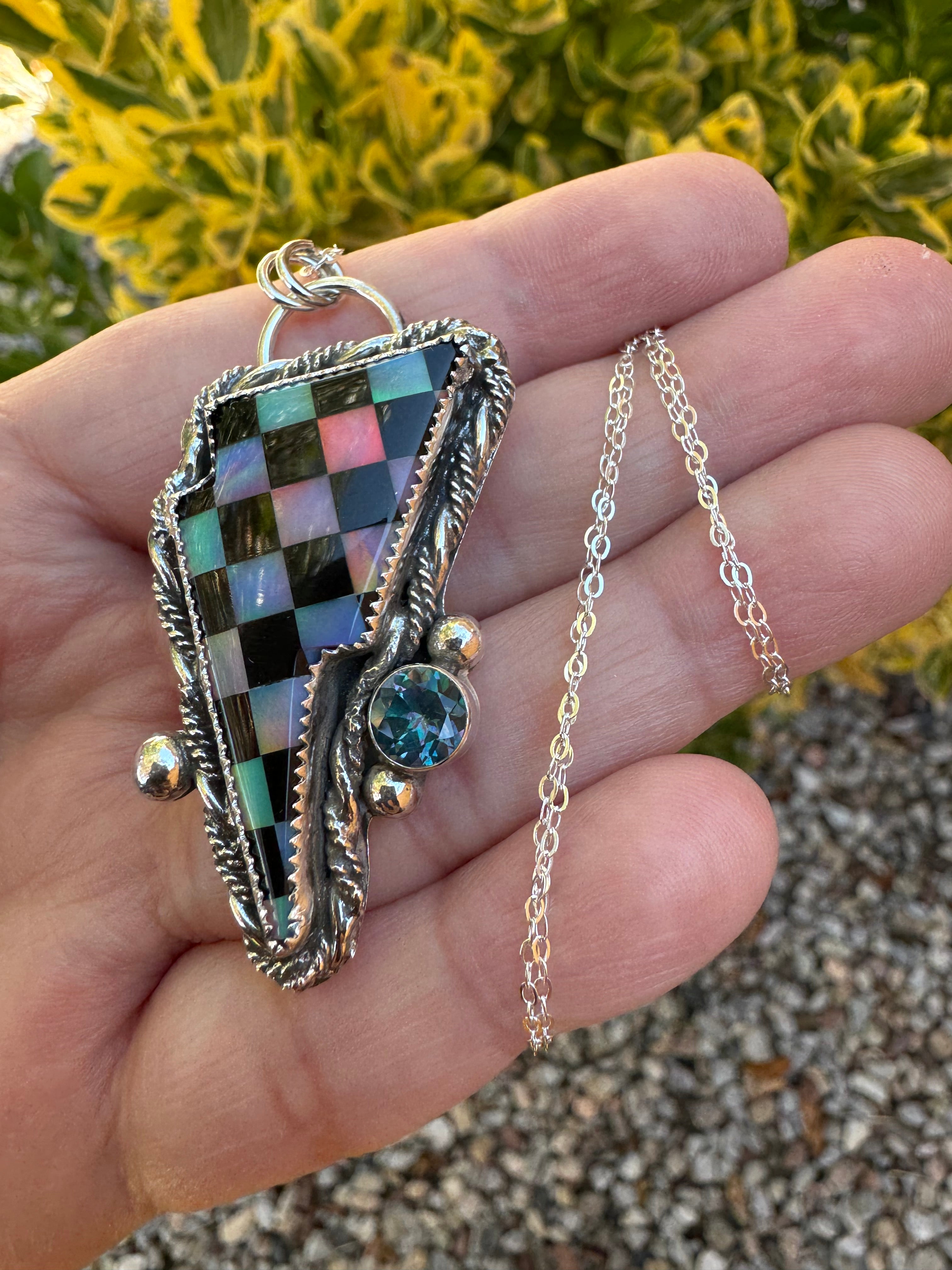 Aurora Opal Topaz Bolt Necklace