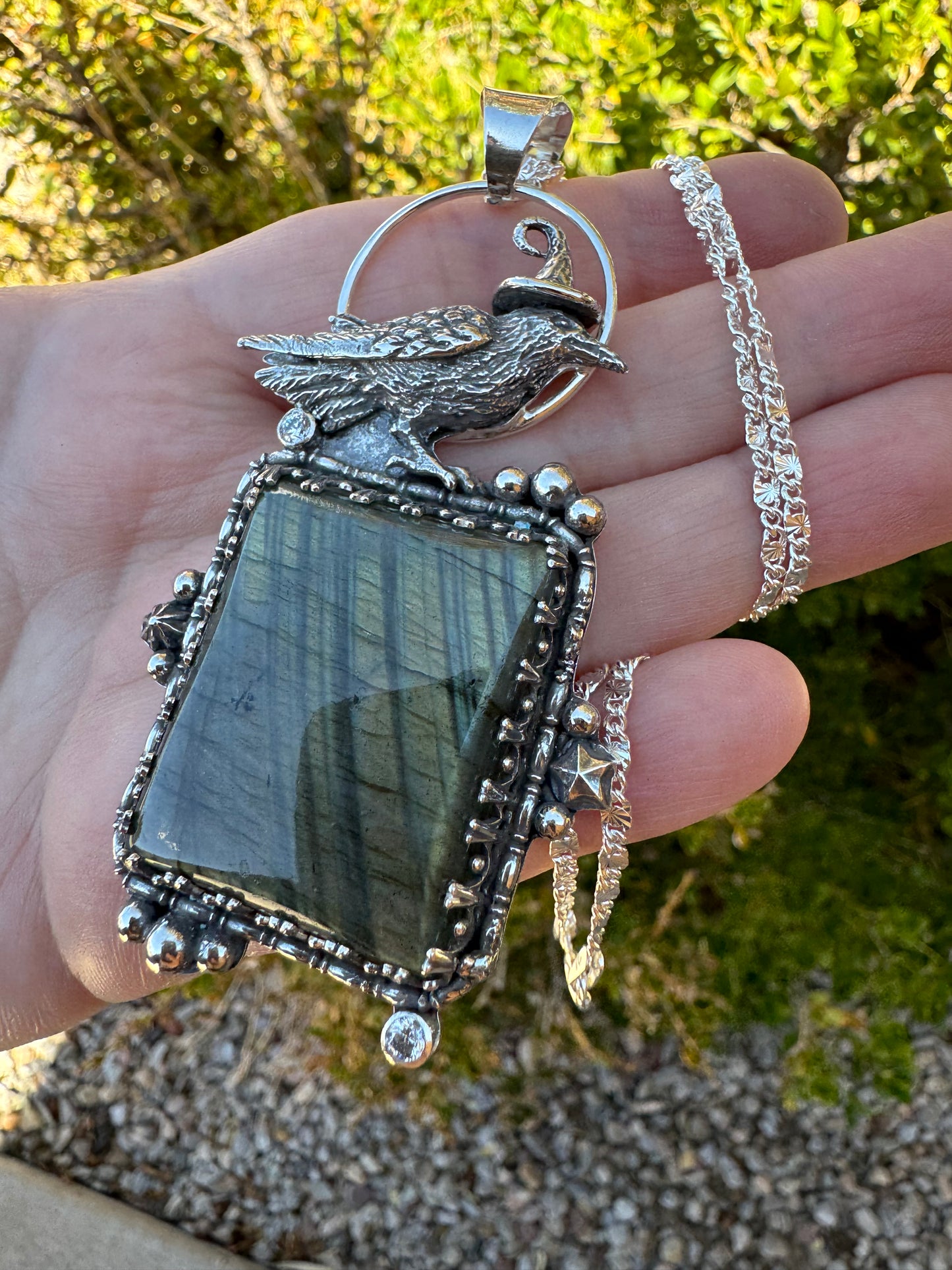 Witch Crow Labradorite Pendant