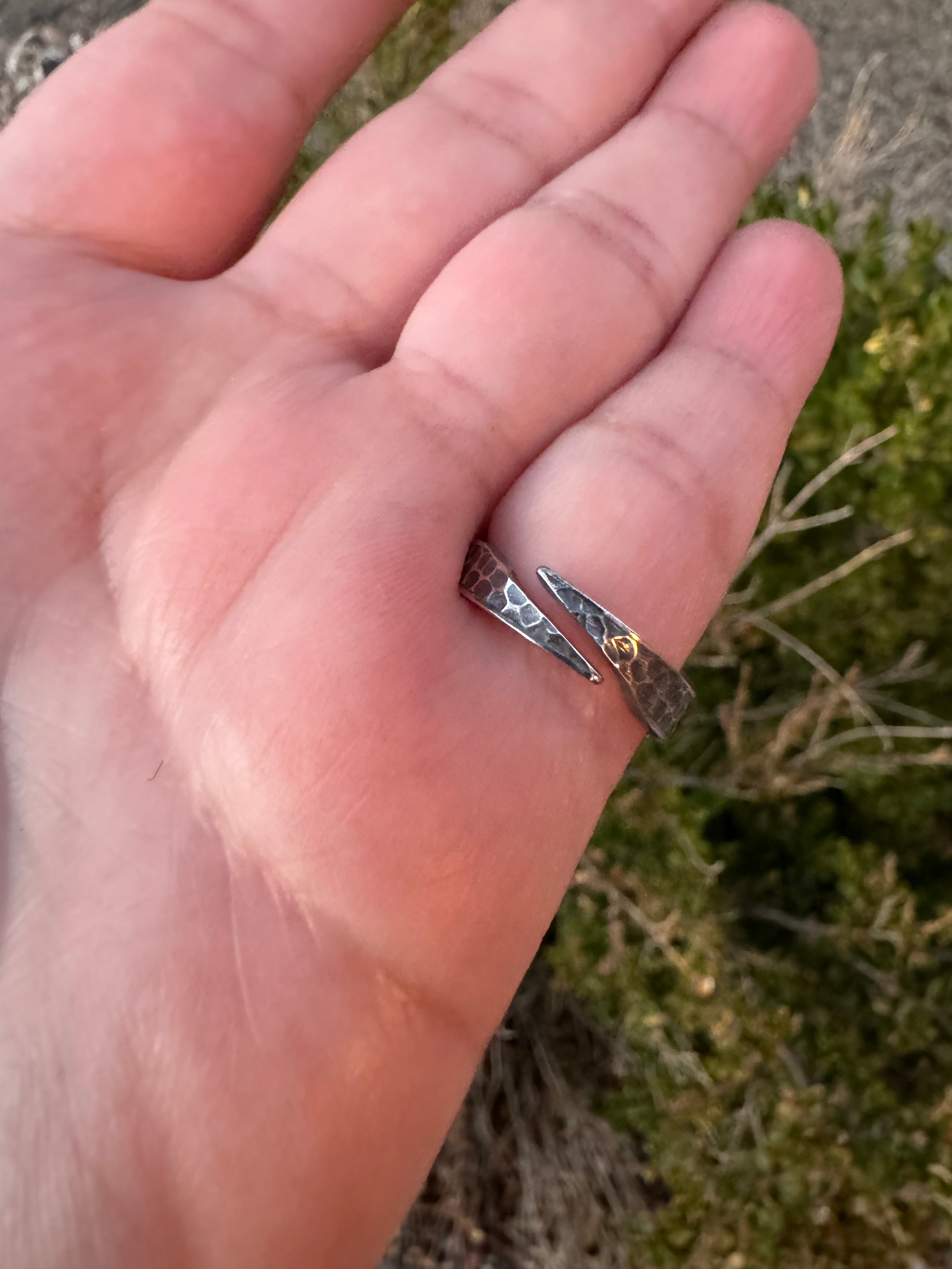 Black Tourmaline Bat Ring (Adjustable Size 4-6)