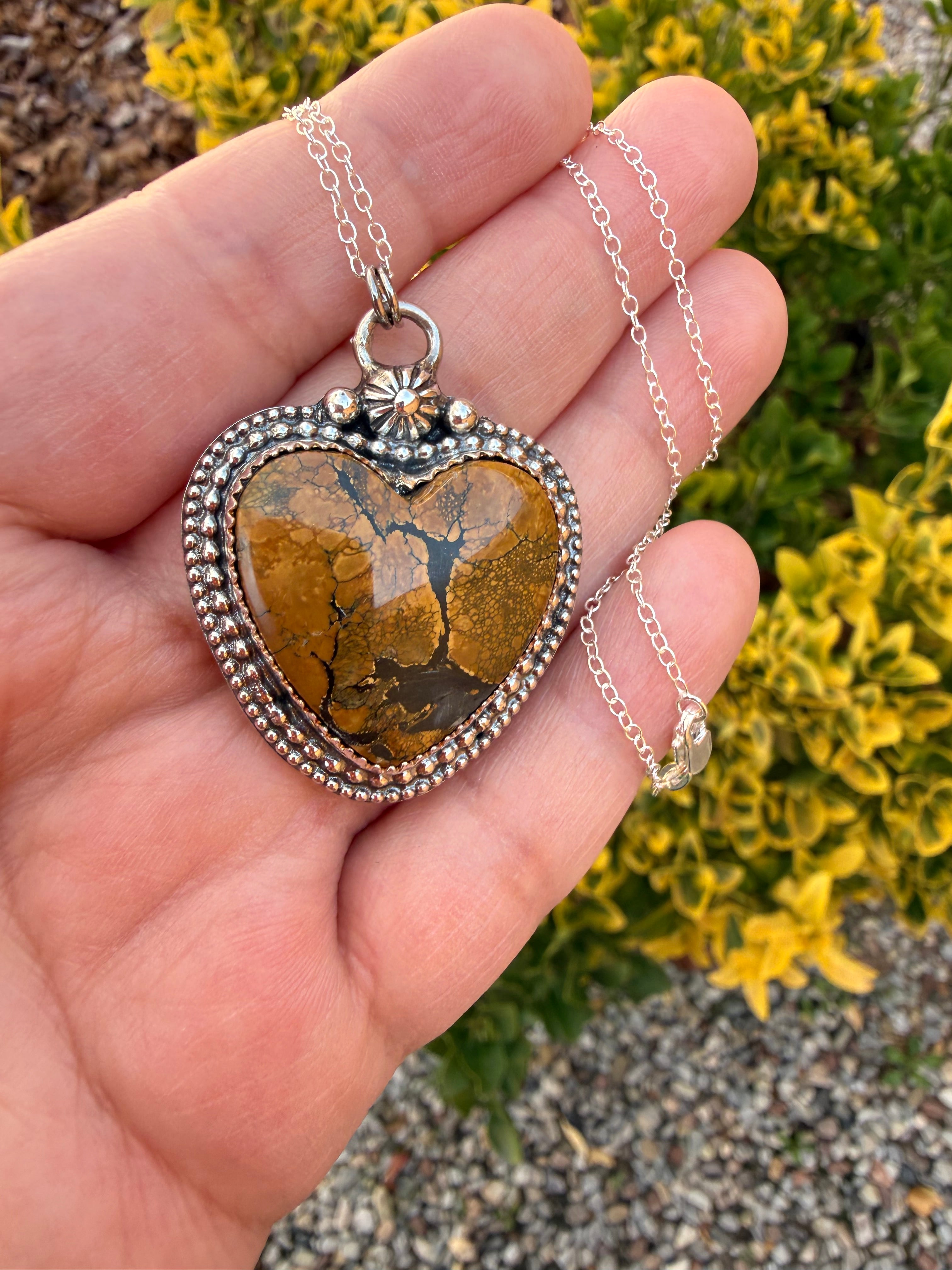 Tortoise Variscite Heart Necklace