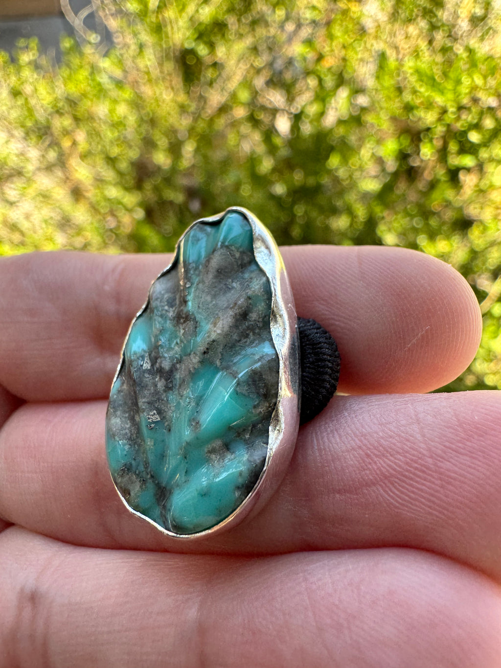Kingman Turquoise Hair Tie (carved leaf)