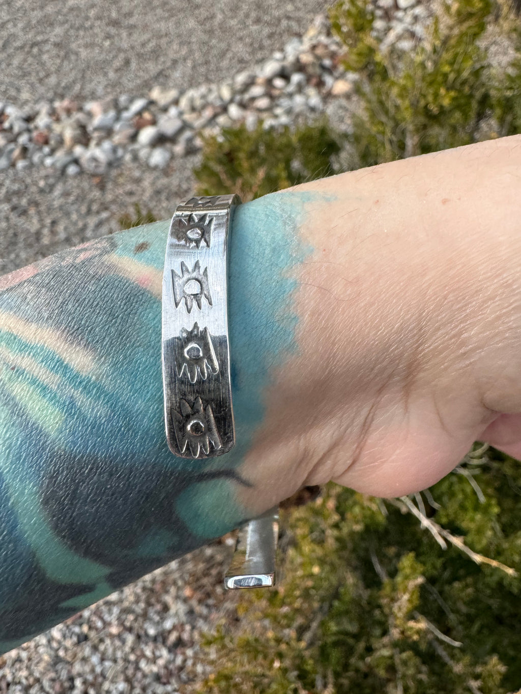 Garnet Handstamped Bracelet
