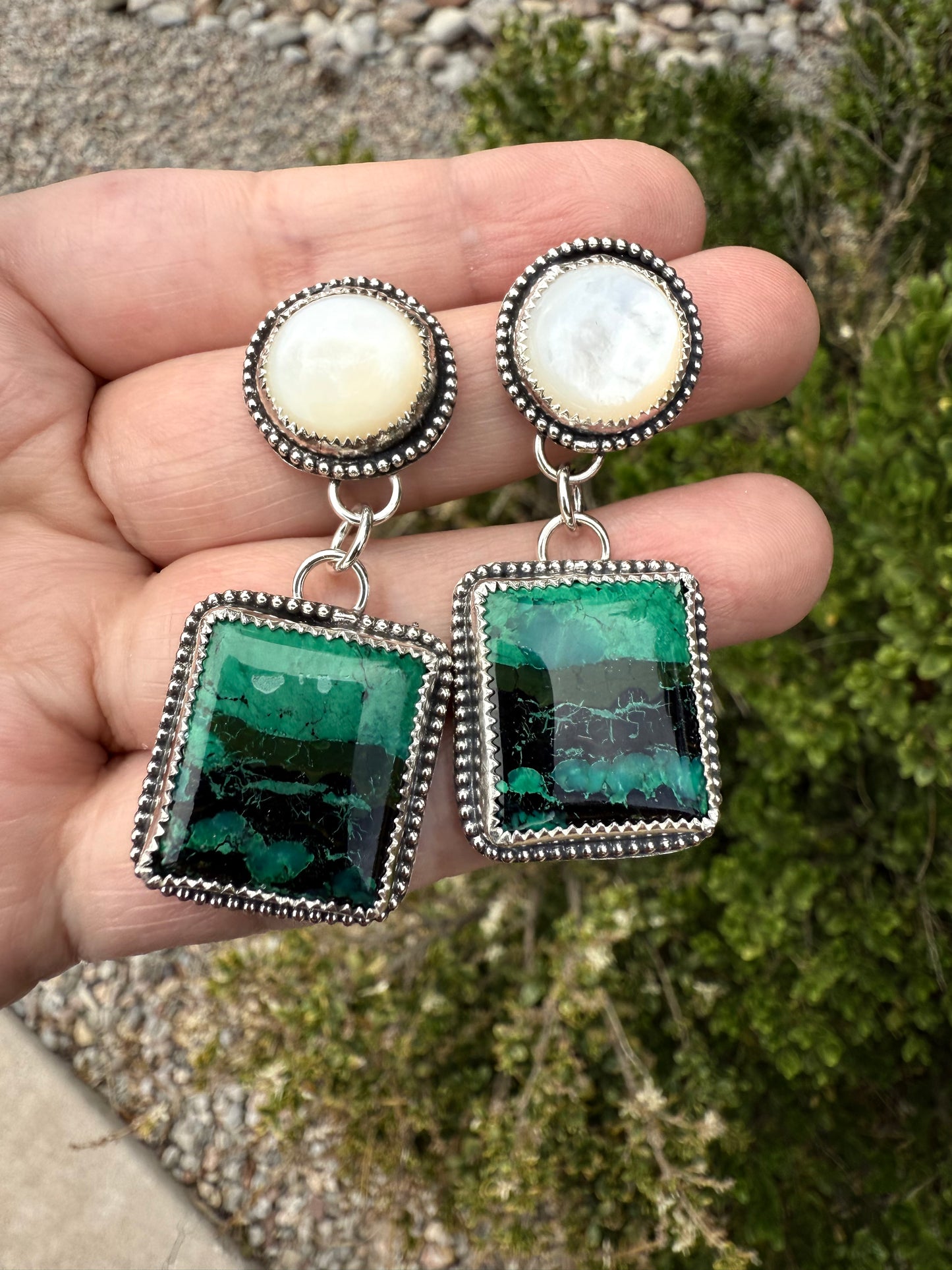 Azurite Malachite Squares & Pearls