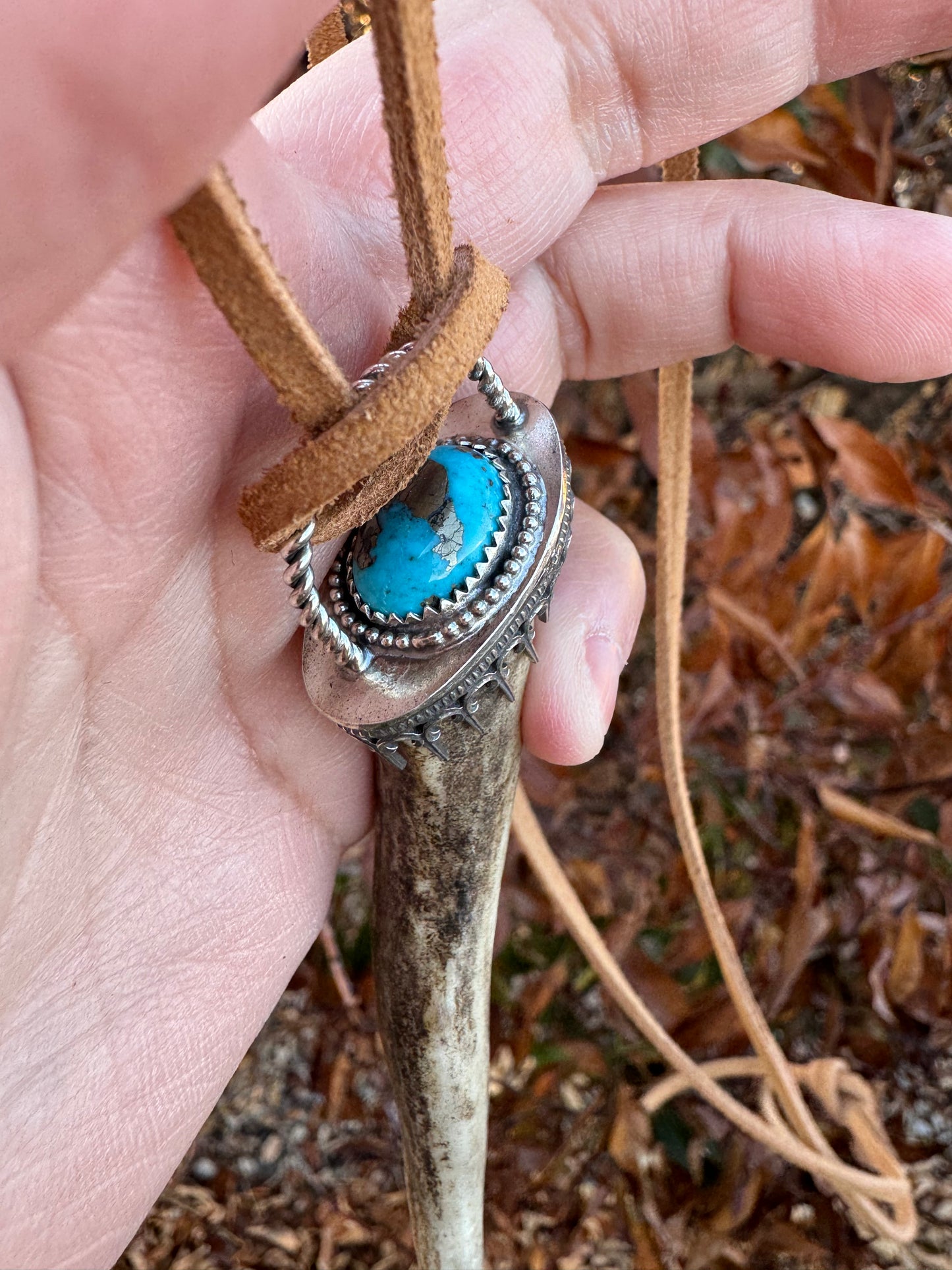 Mexican Turquoise Antler Necklace