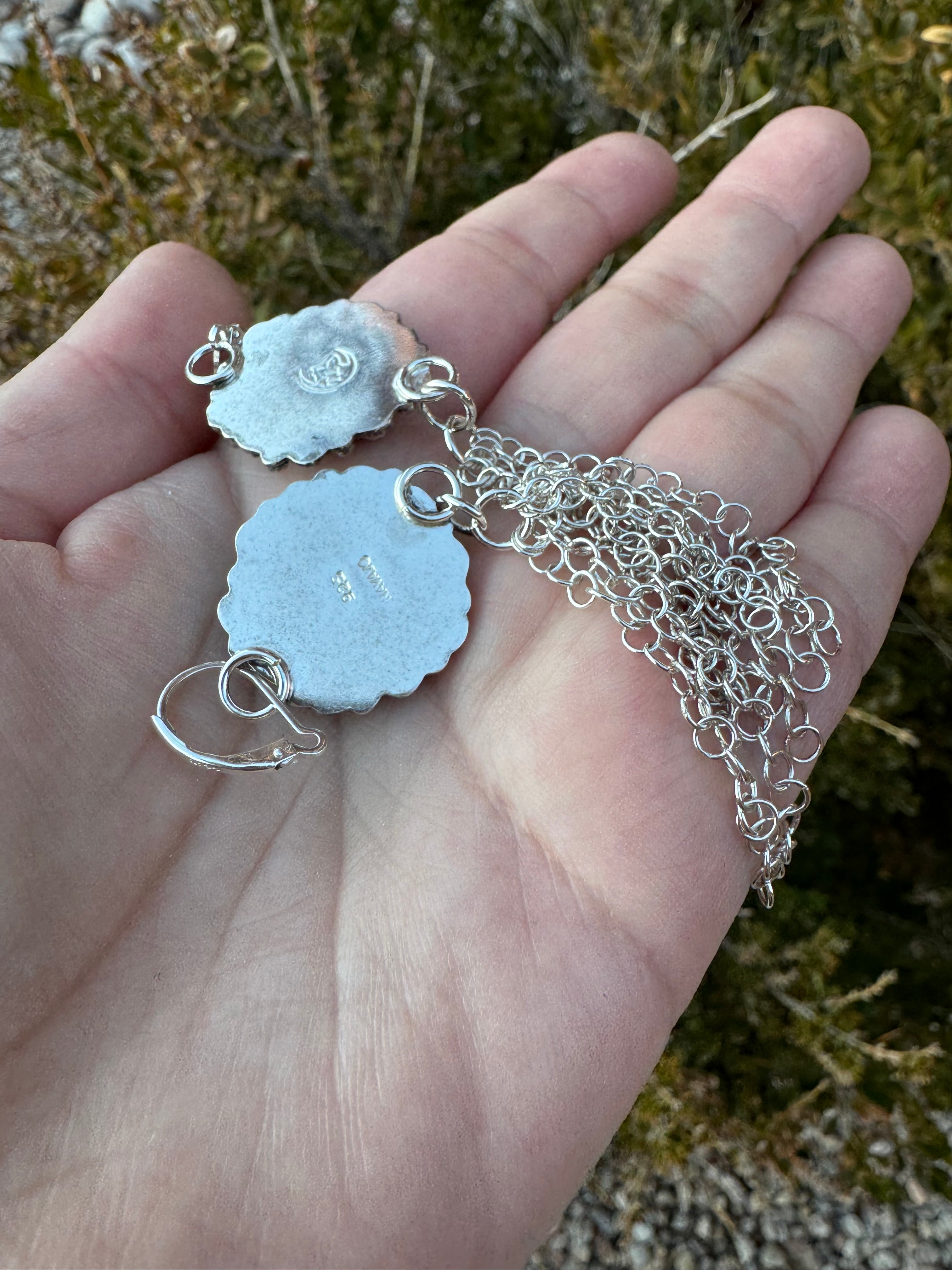 Malachite & Azurite Star Chain Earrings