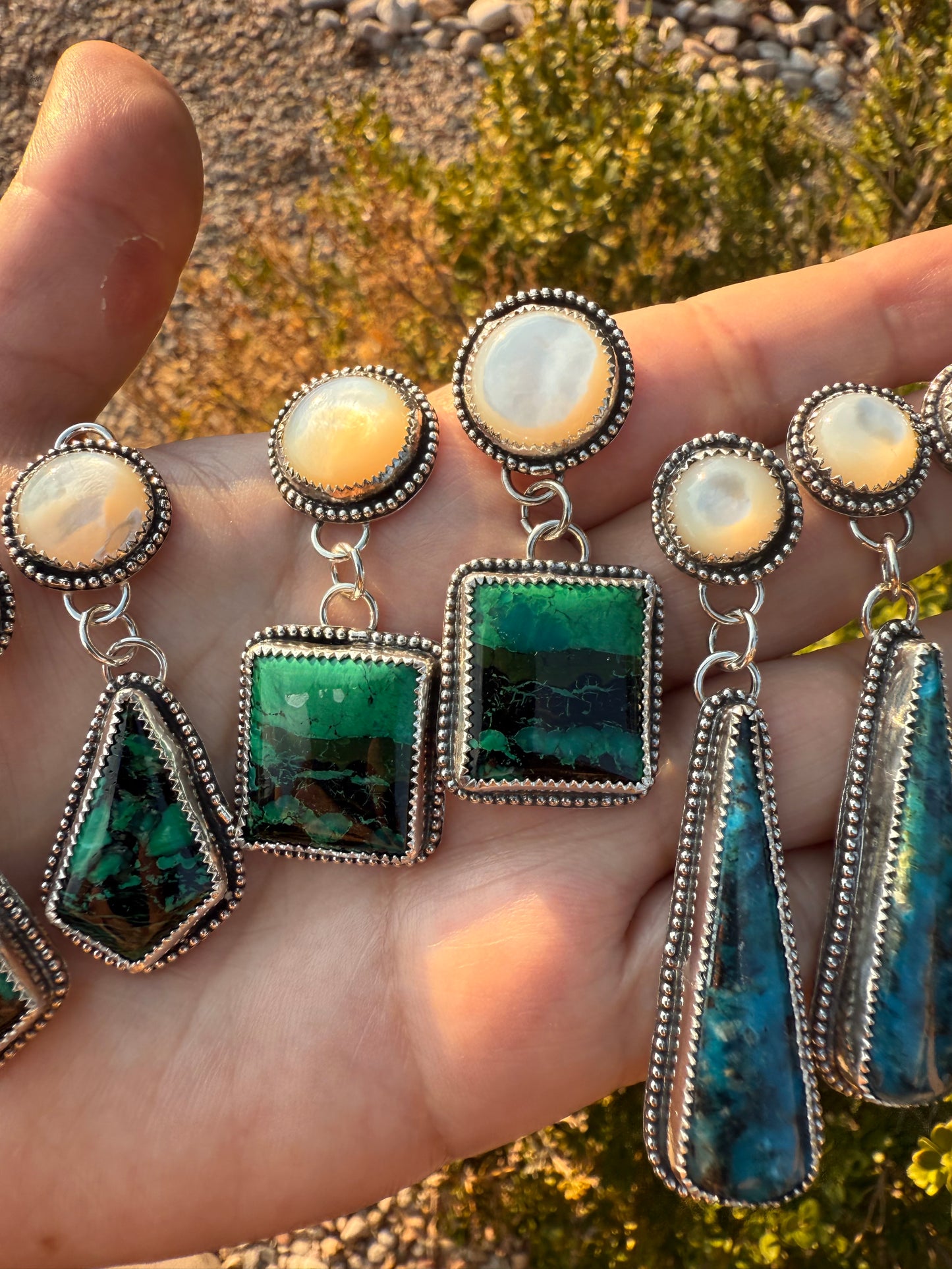 Azurite Malachite Squares & Pearls