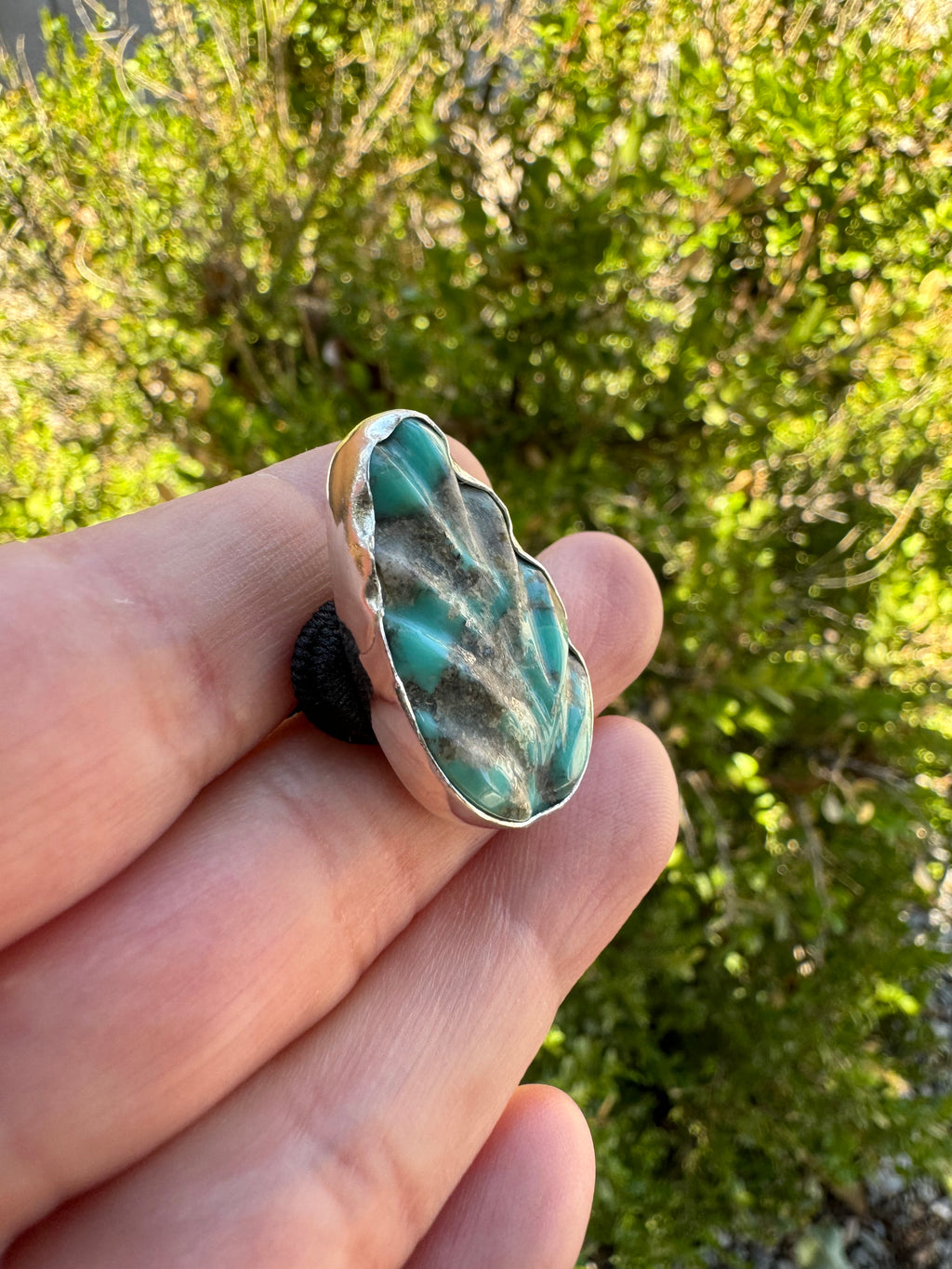 Kingman Turquoise Hair Tie (carved leaf)