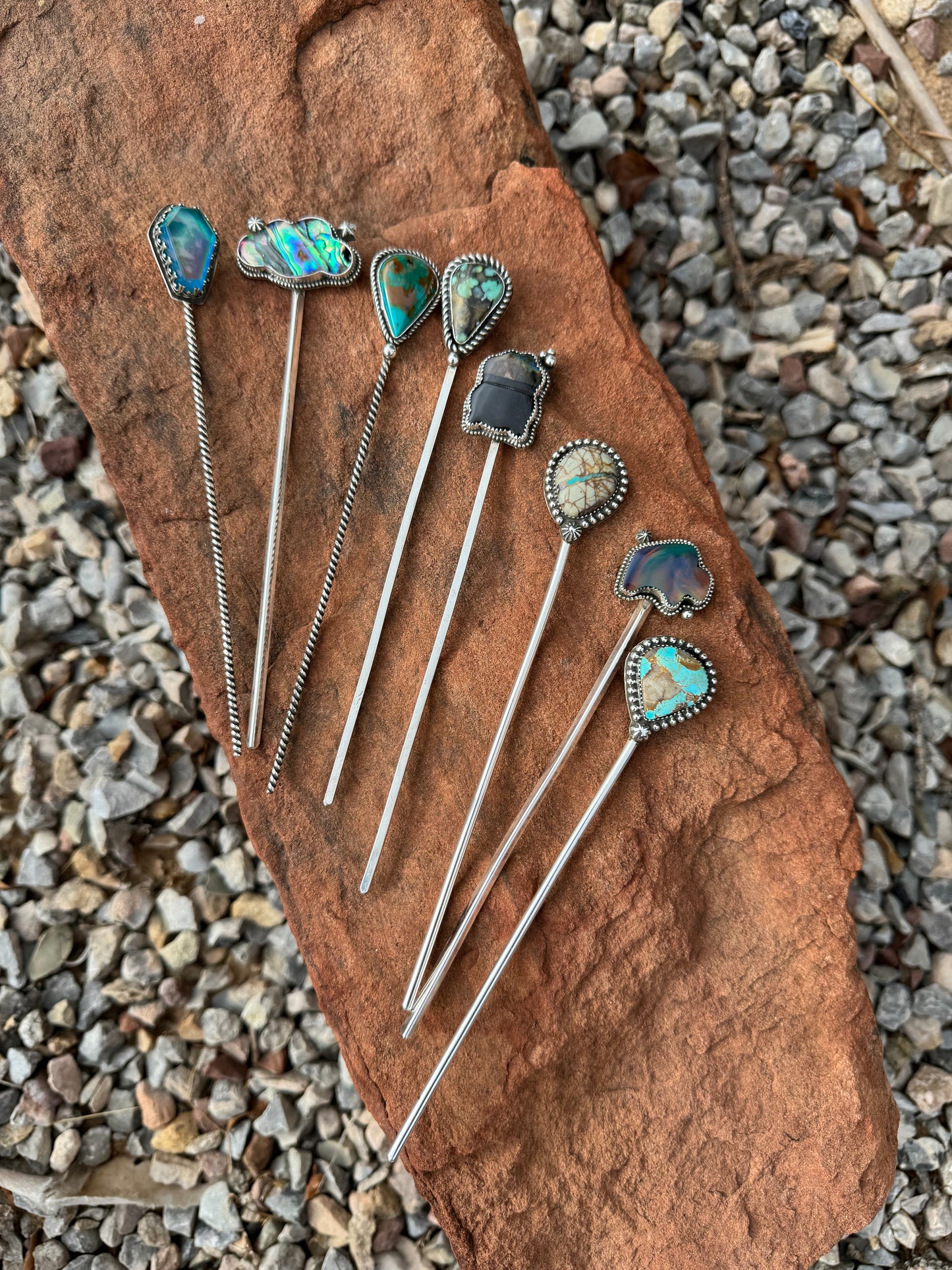 Labradorite + Jet Cauldron Hair Stick