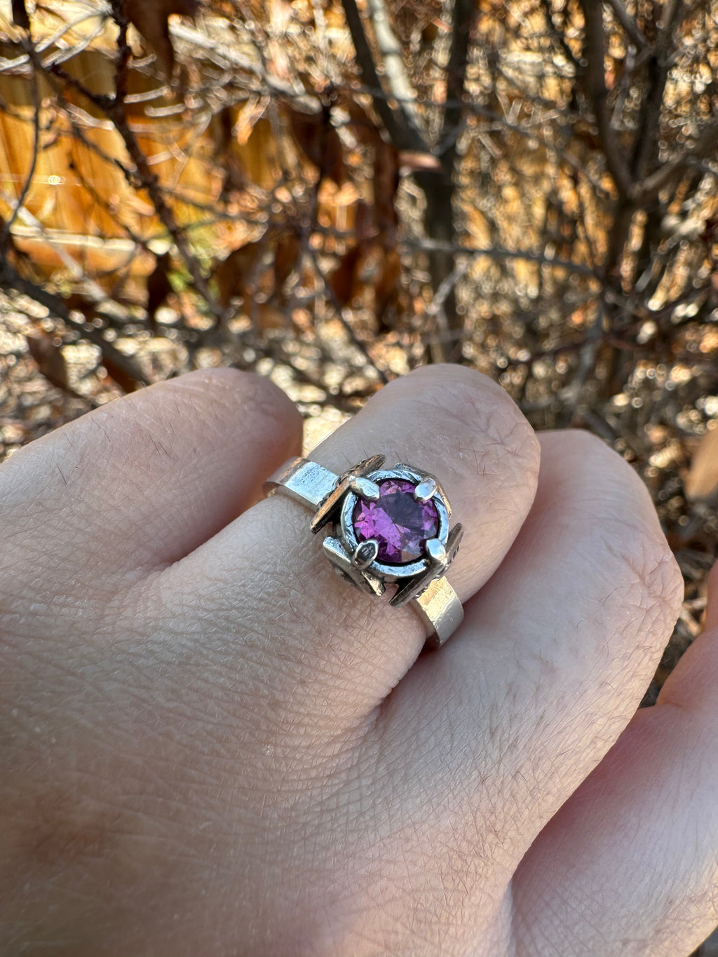 Pink Tourmaline Navajo Ring (Sz 8)