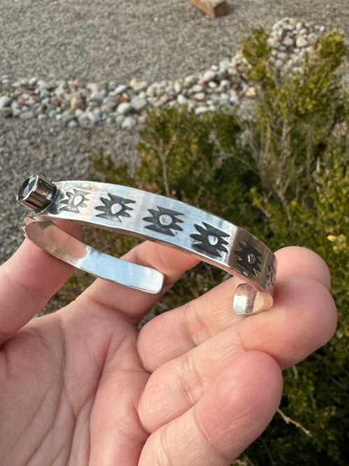 Garnet Handstamped Bracelet