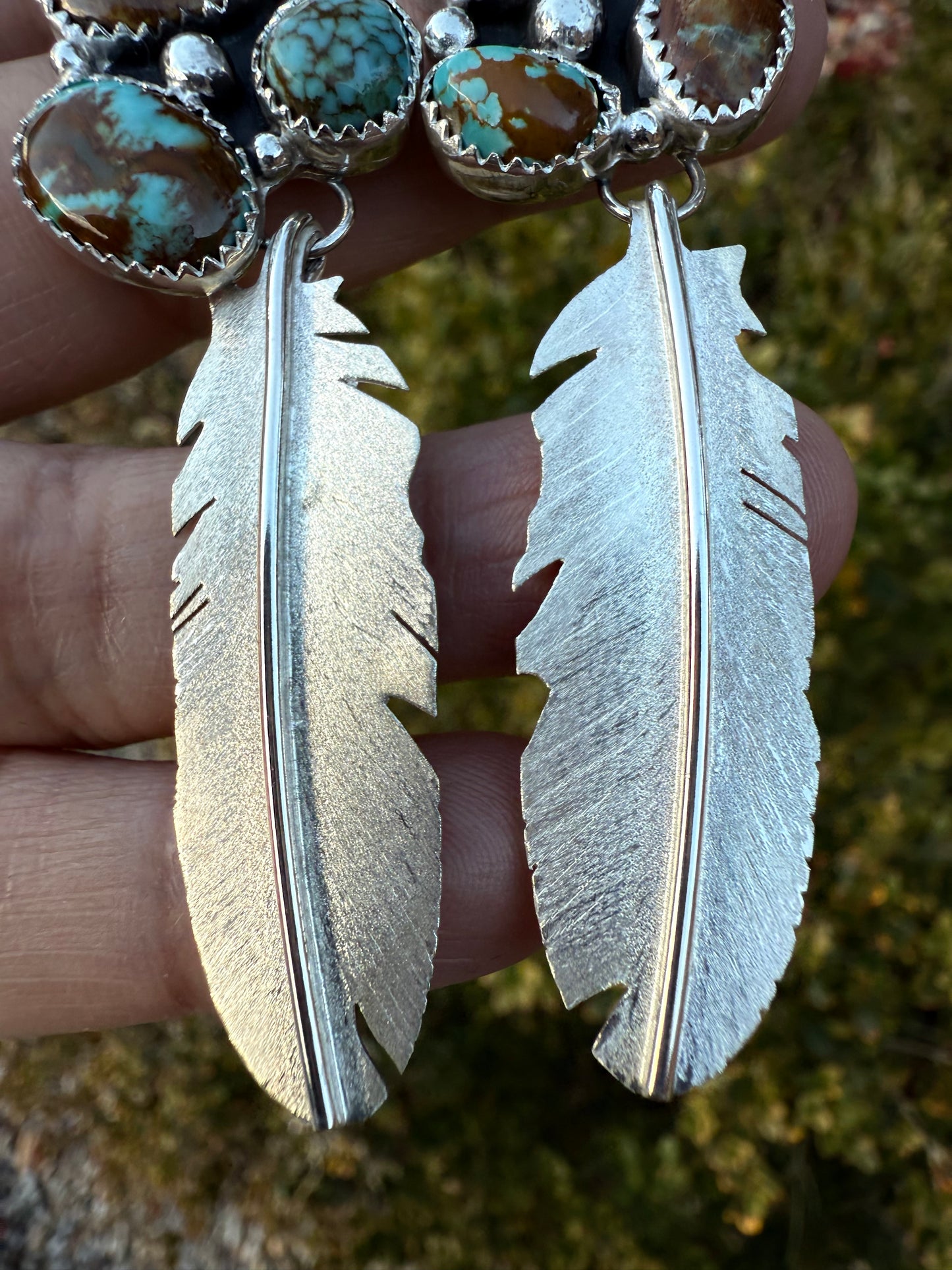 Turquoise Large Feather Earrings