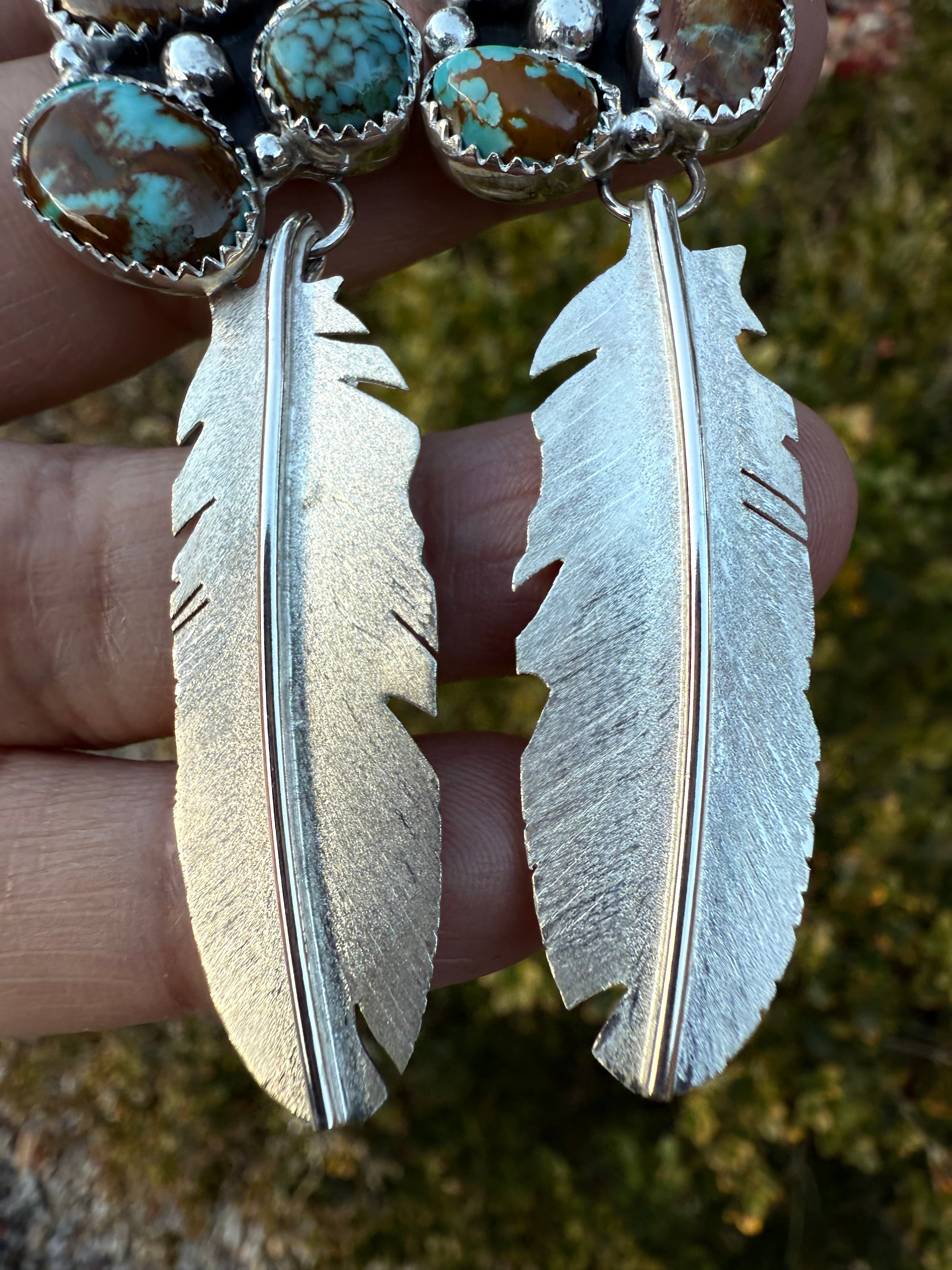Turquoise Large Feather Earrings