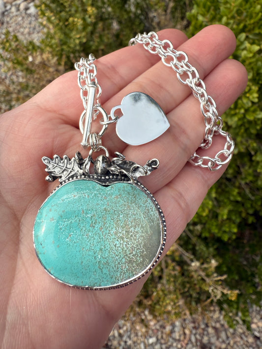 Large Kingman Turquoise Pumpkin Necklace