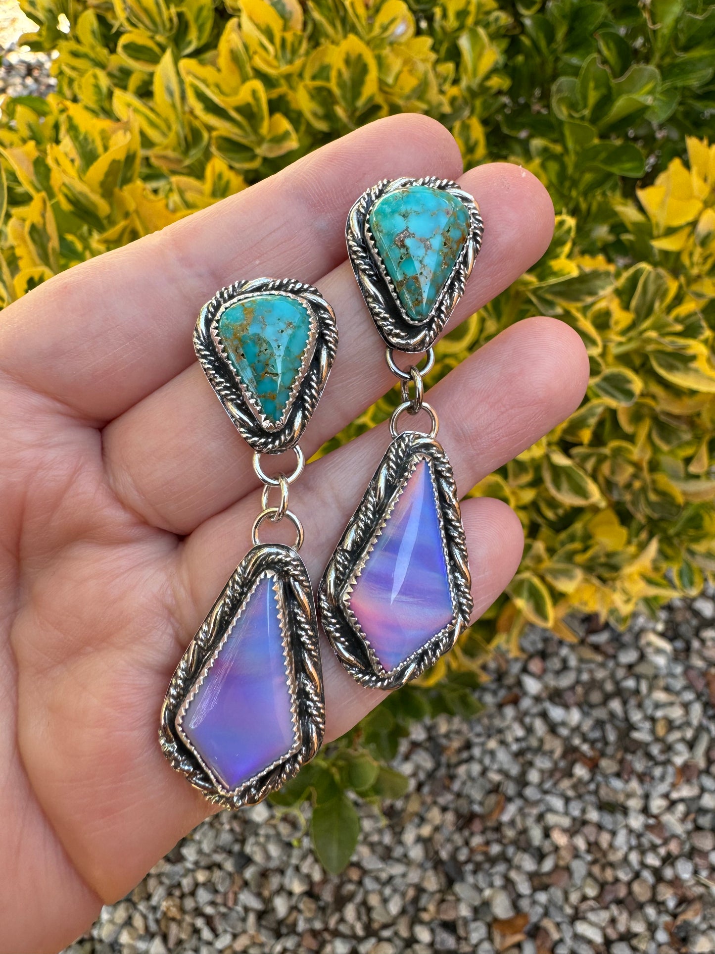 Aurora Opal and Turquoise Earrings