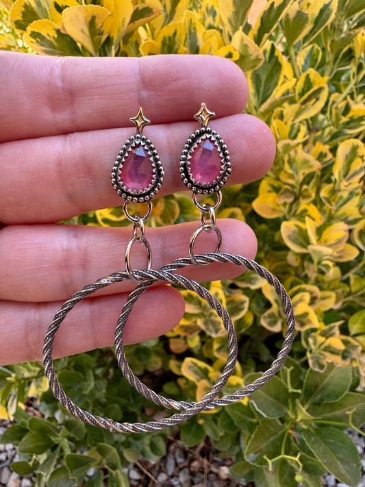 Pink Sapphire Hoops