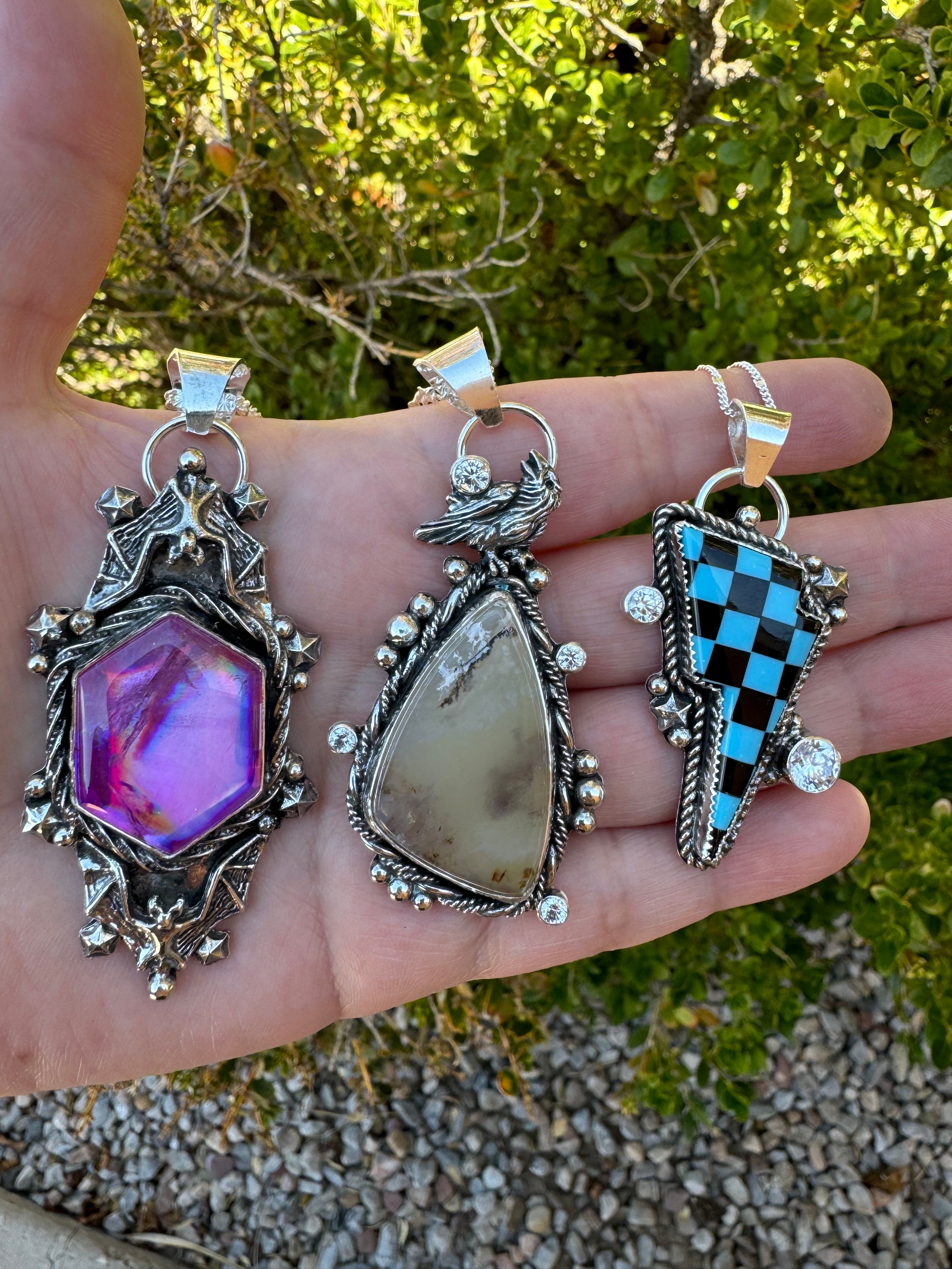 Checkered Turquoise Bolt Necklace