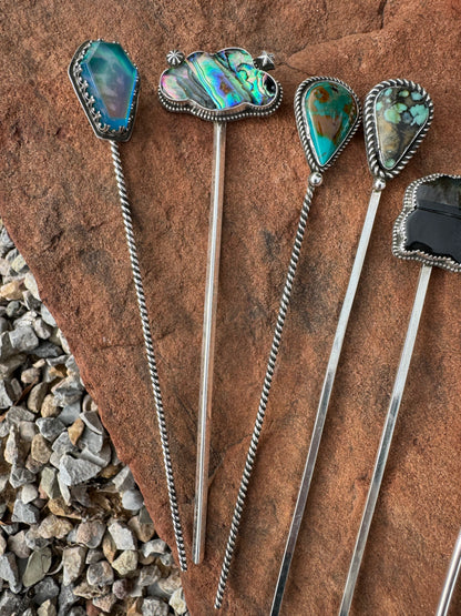 Aurora Opal Skull Hair Stick