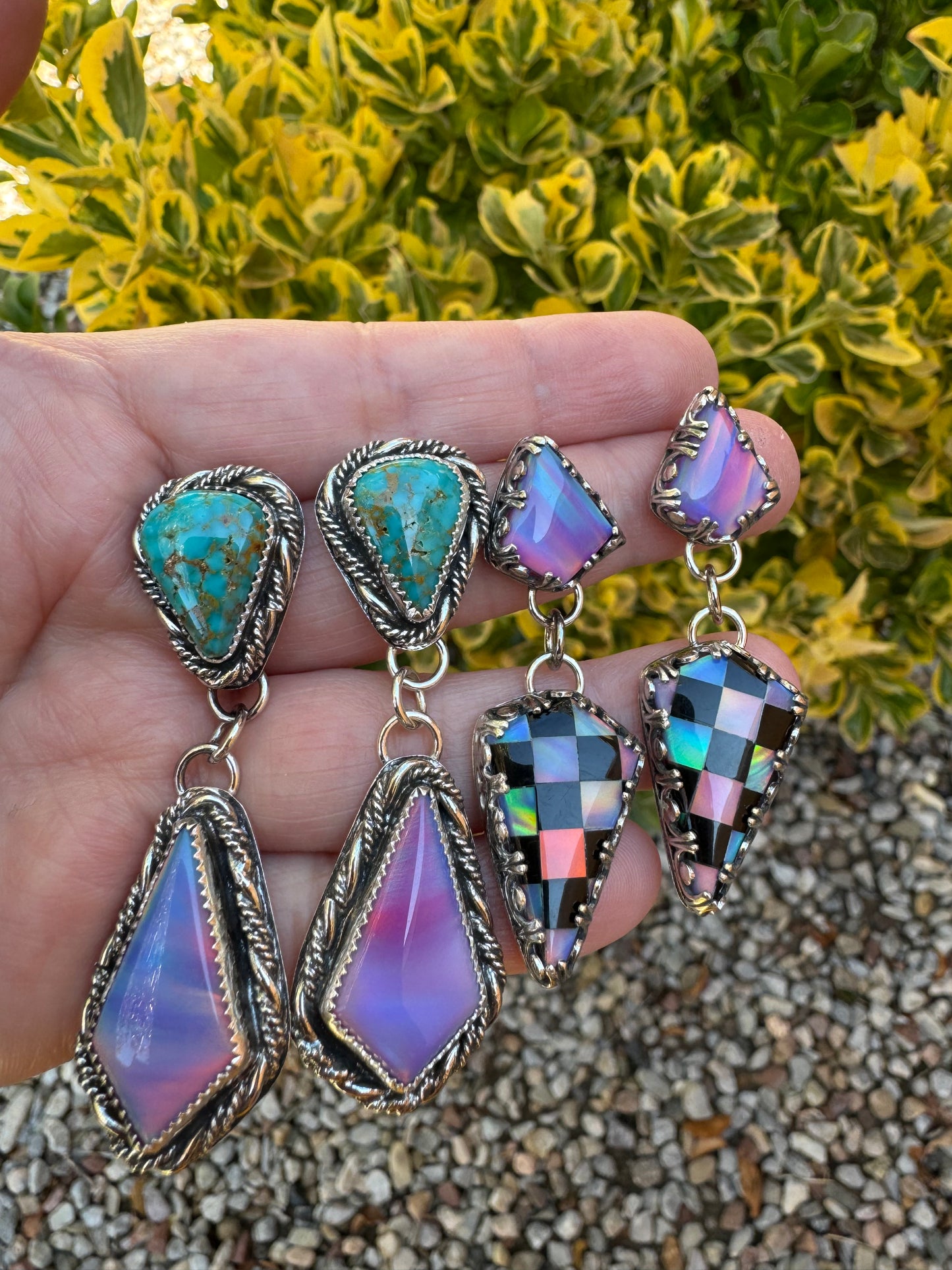 Aurora Opal and Turquoise Earrings