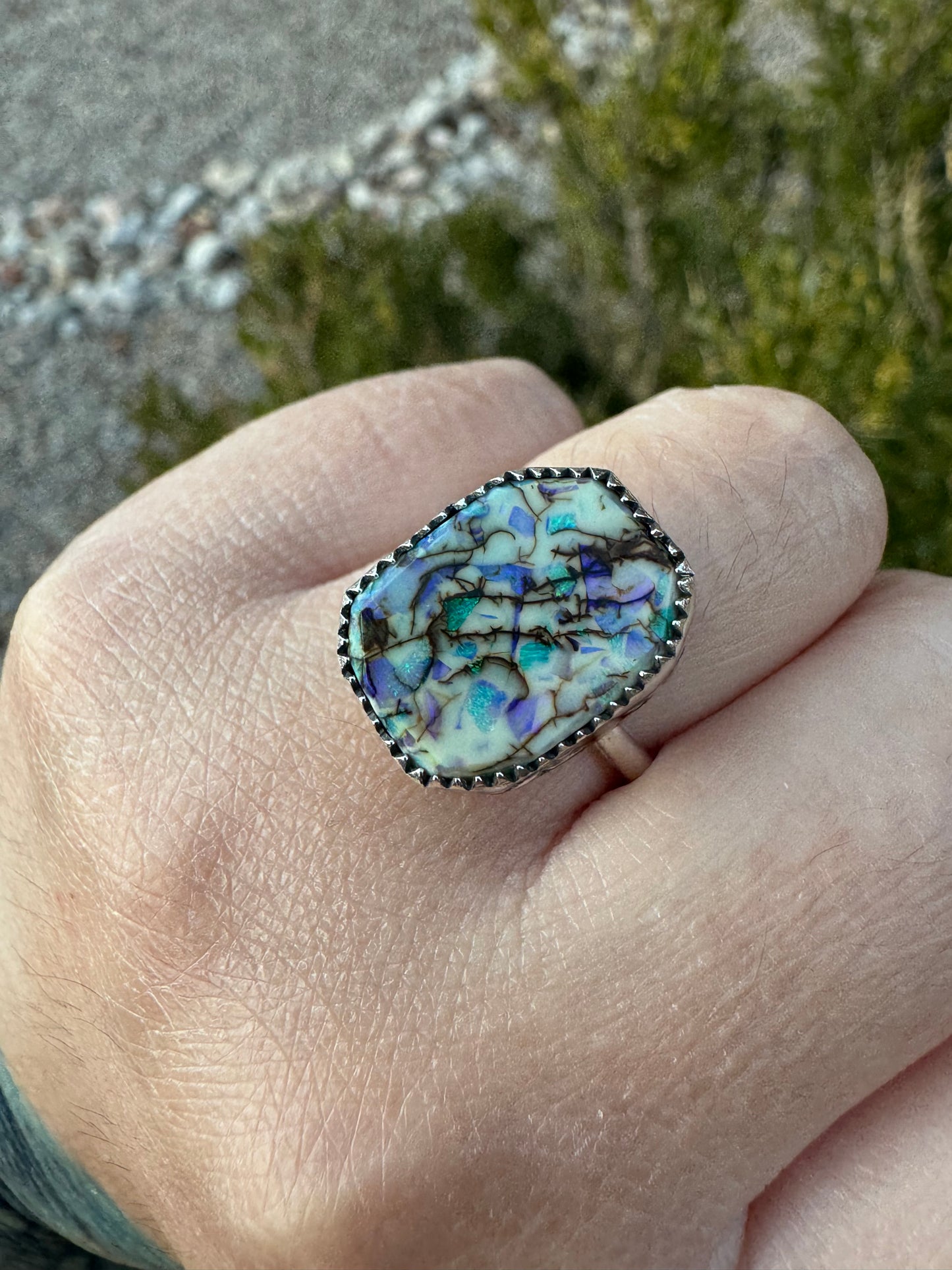 Sterling Opal Ring (Sz 7)