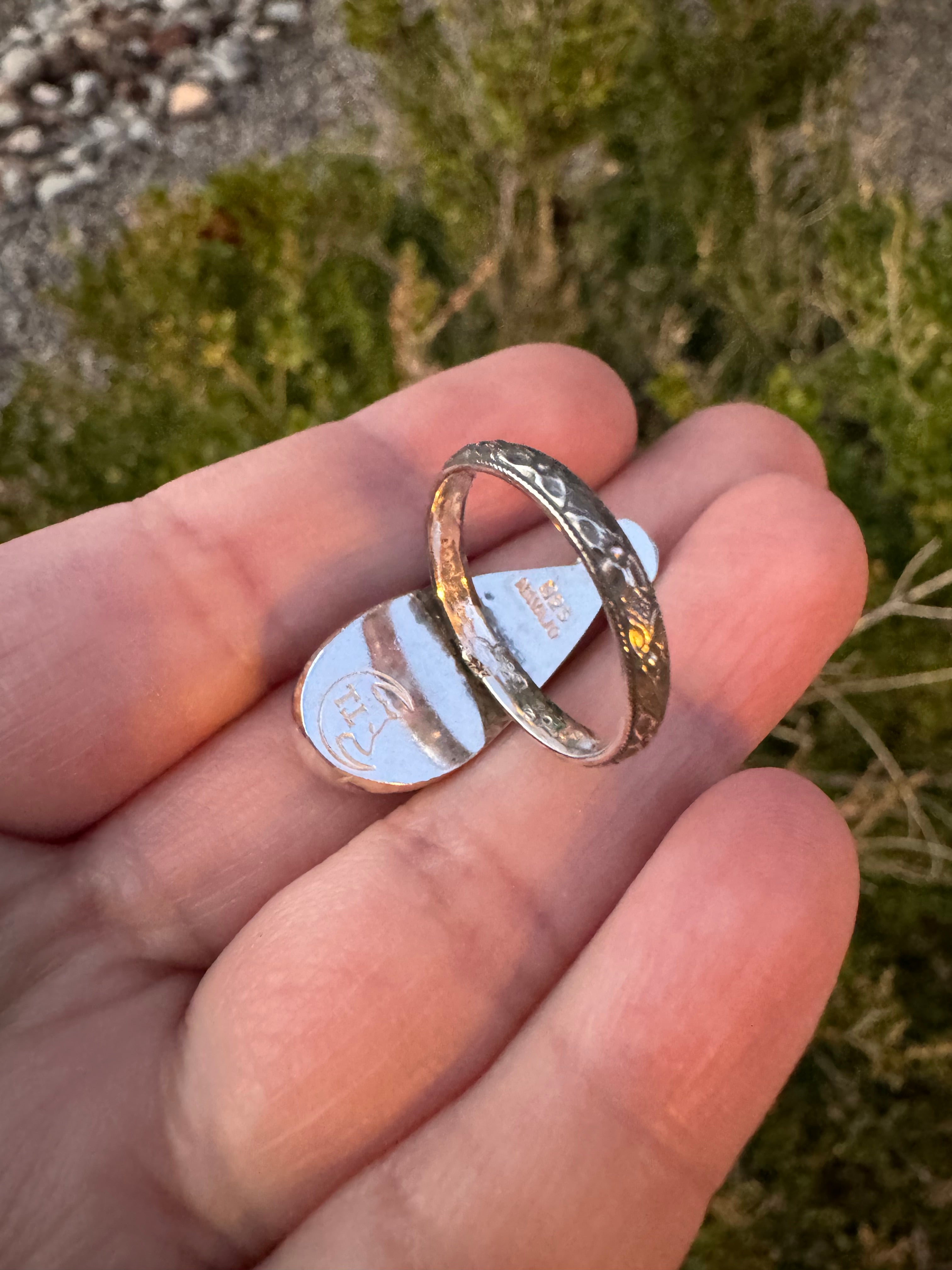 Tourmalated Moonstone Concho Ring (Size 6.5)