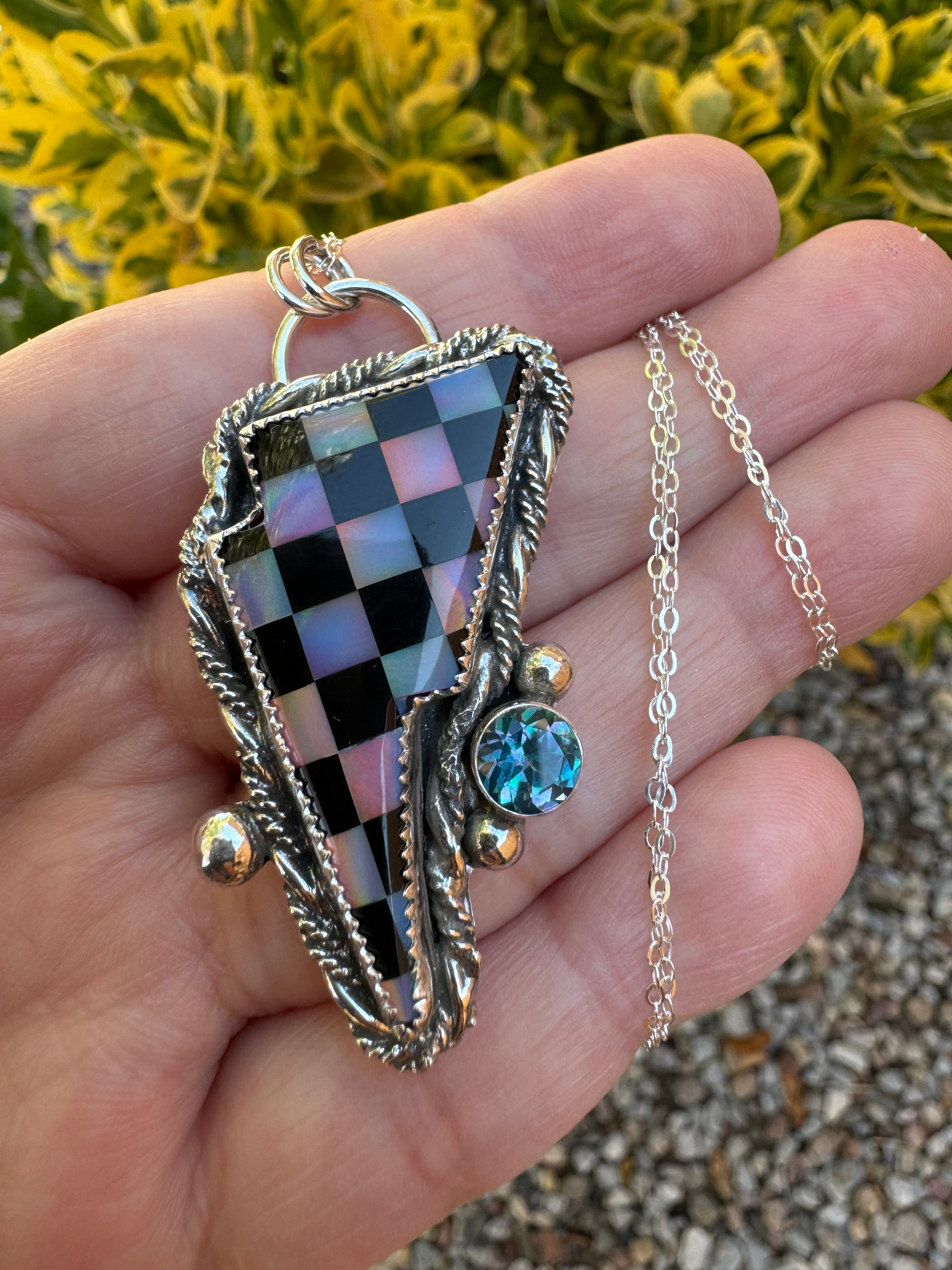 Aurora Opal Topaz Bolt Necklace