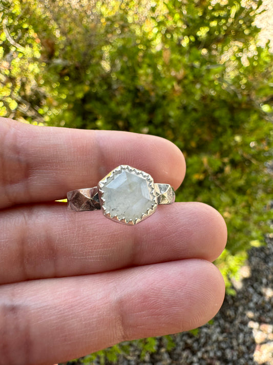 Moonstone Hex Ring (Sz 9)