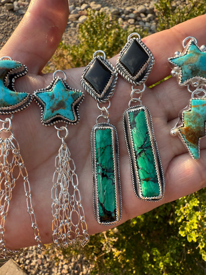 Malachite Bar & Onyx Earrings