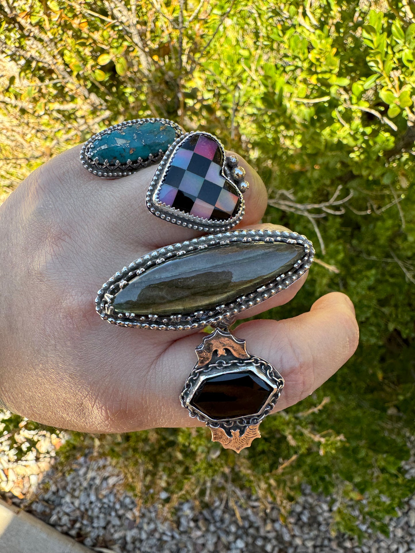 Chunky Labradorite Ring (Adjustable Size 11 and under)