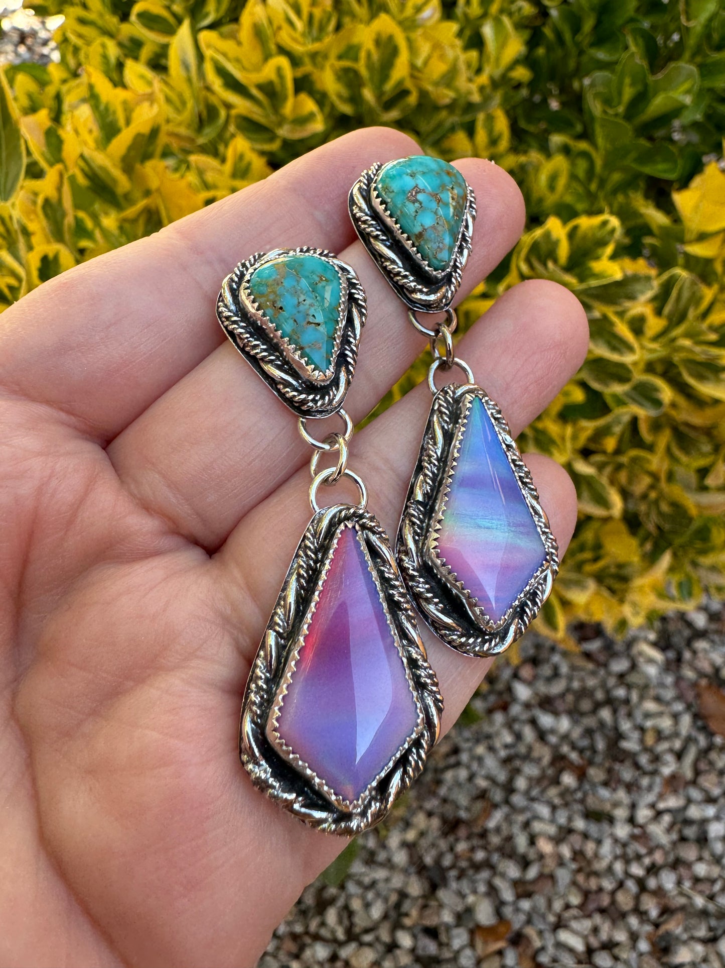 Aurora Opal and Turquoise Earrings