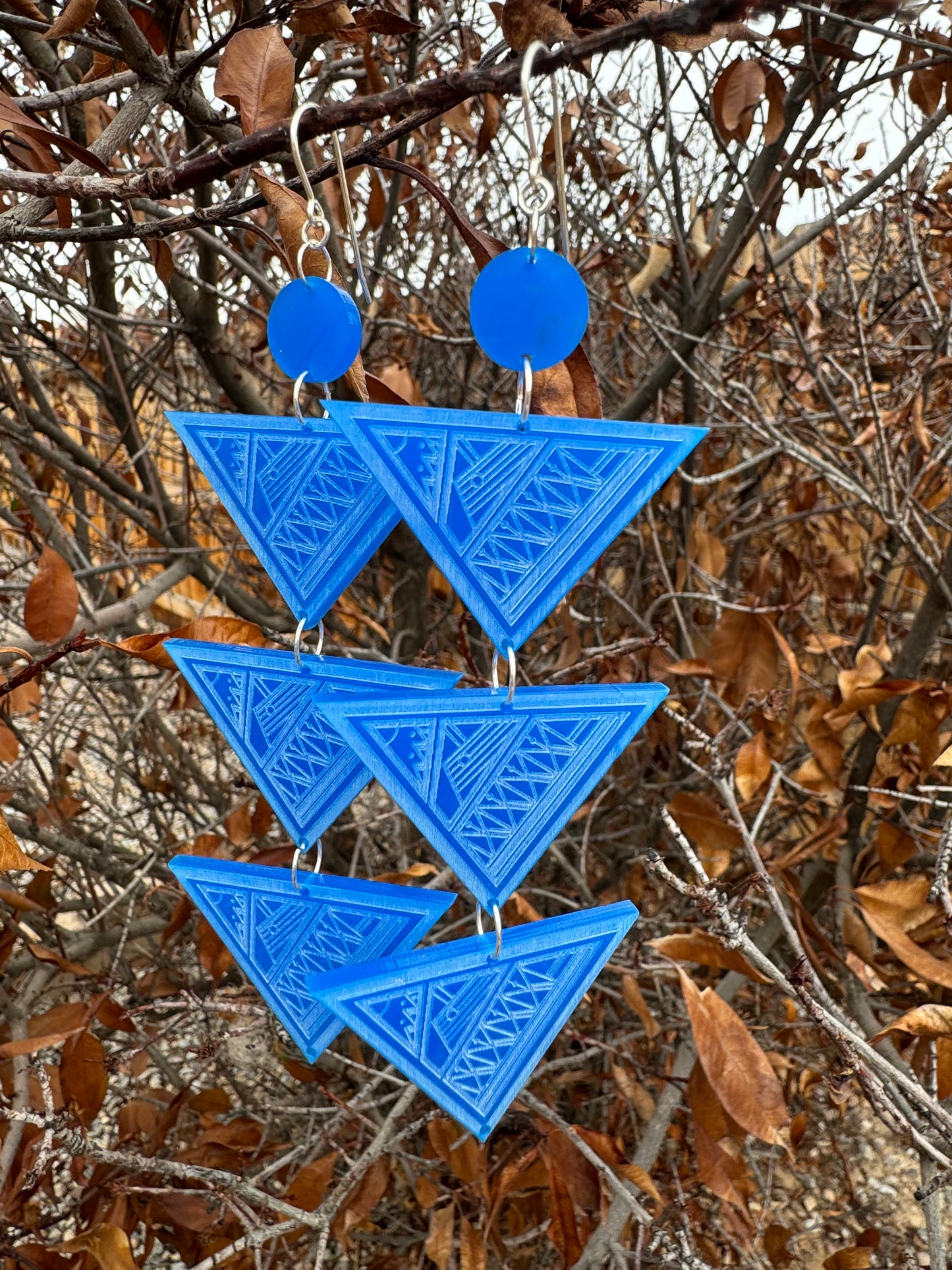 "Pottery" Acrylic Earrings - Blue