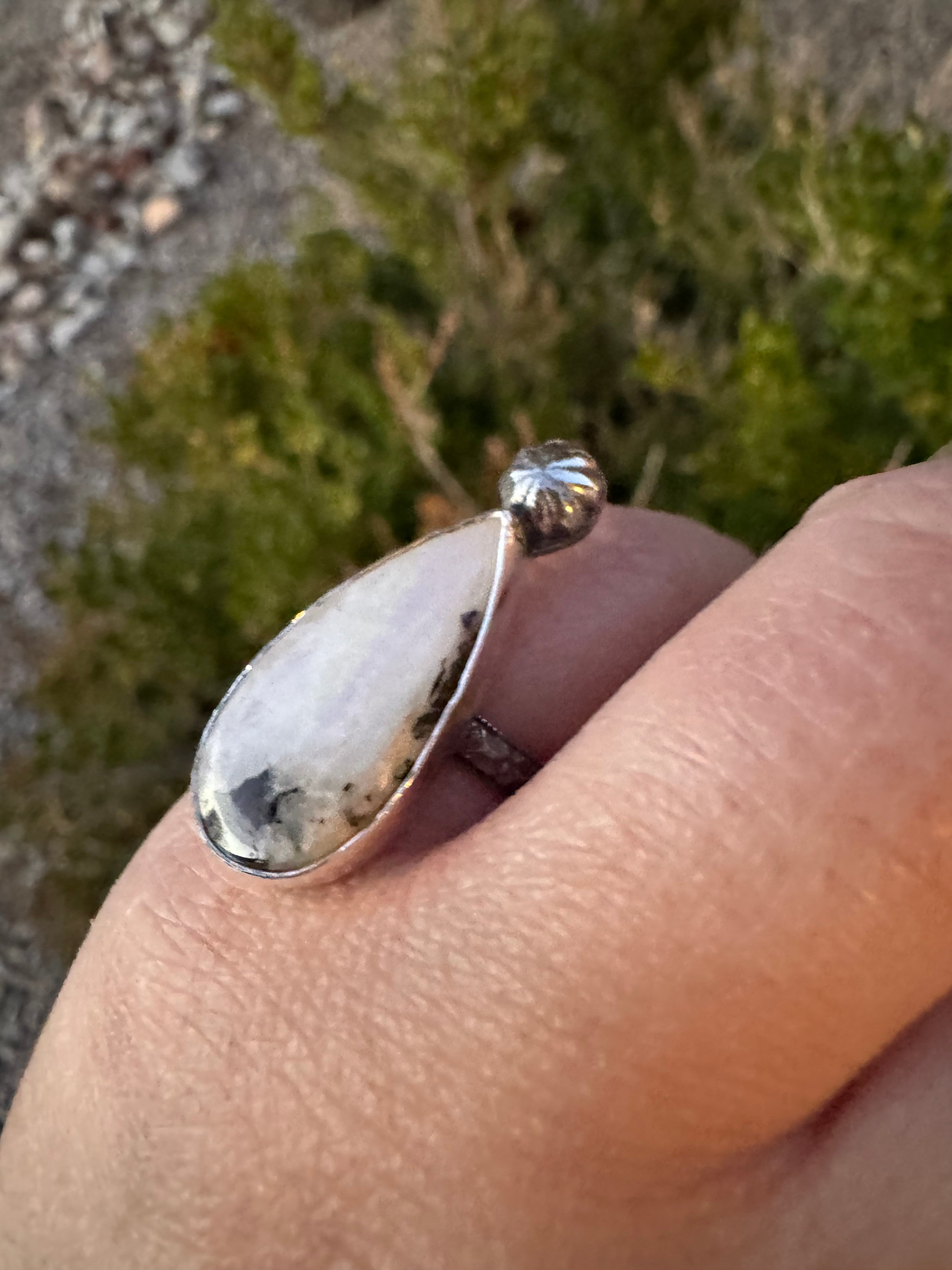 Tourmalated Moonstone Concho Ring (Size 6.5)