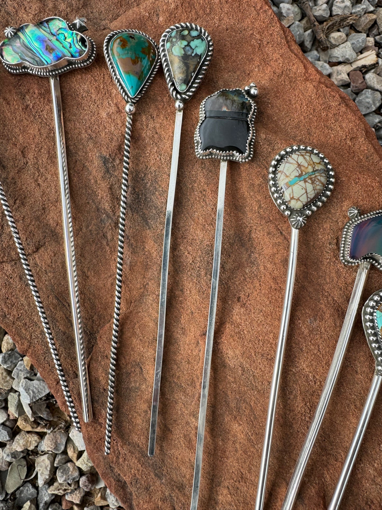 Labradorite + Jet Cauldron Hair Stick
