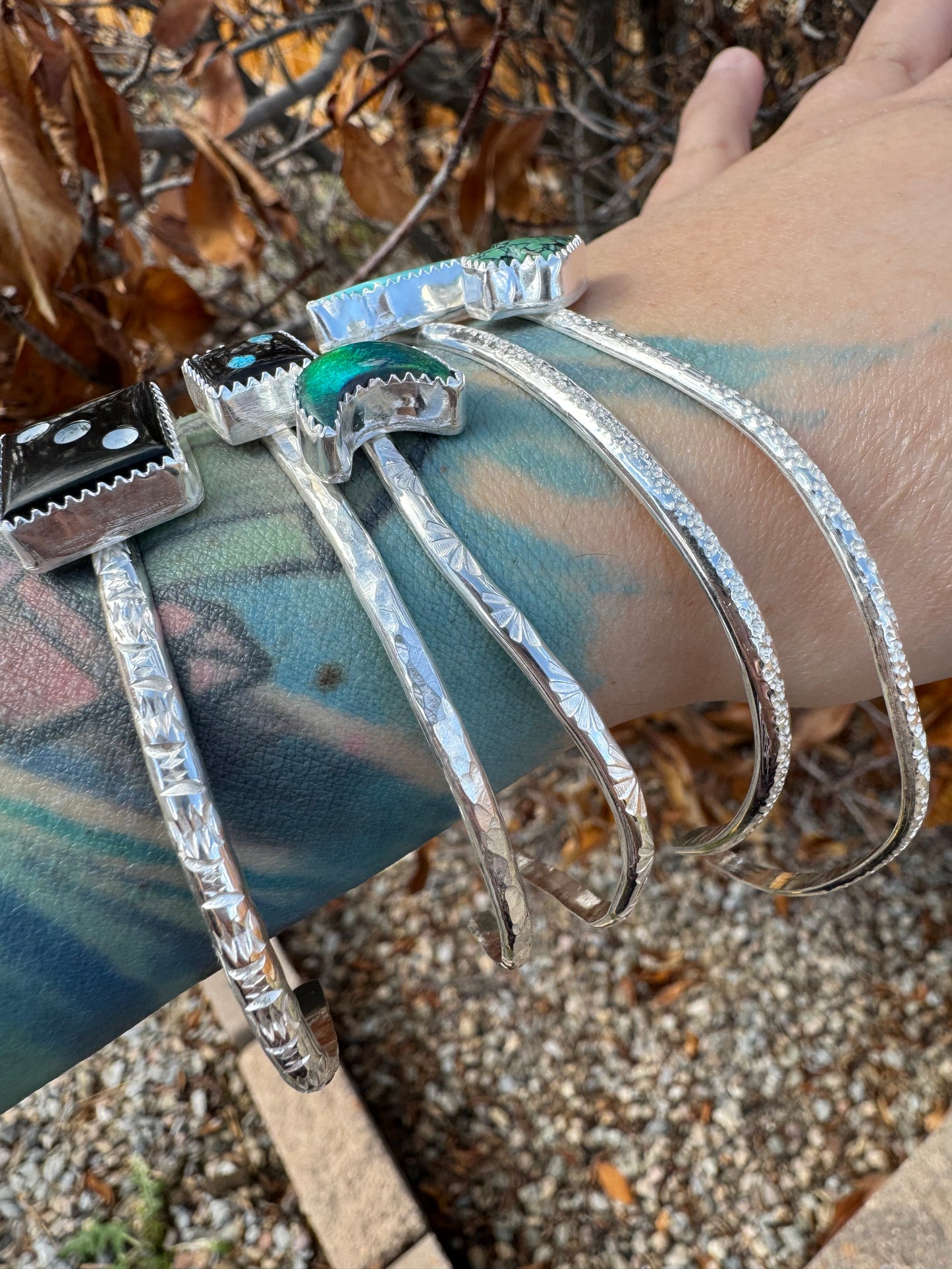Onyx and Turquoise Inlay Mini Die Bracelet