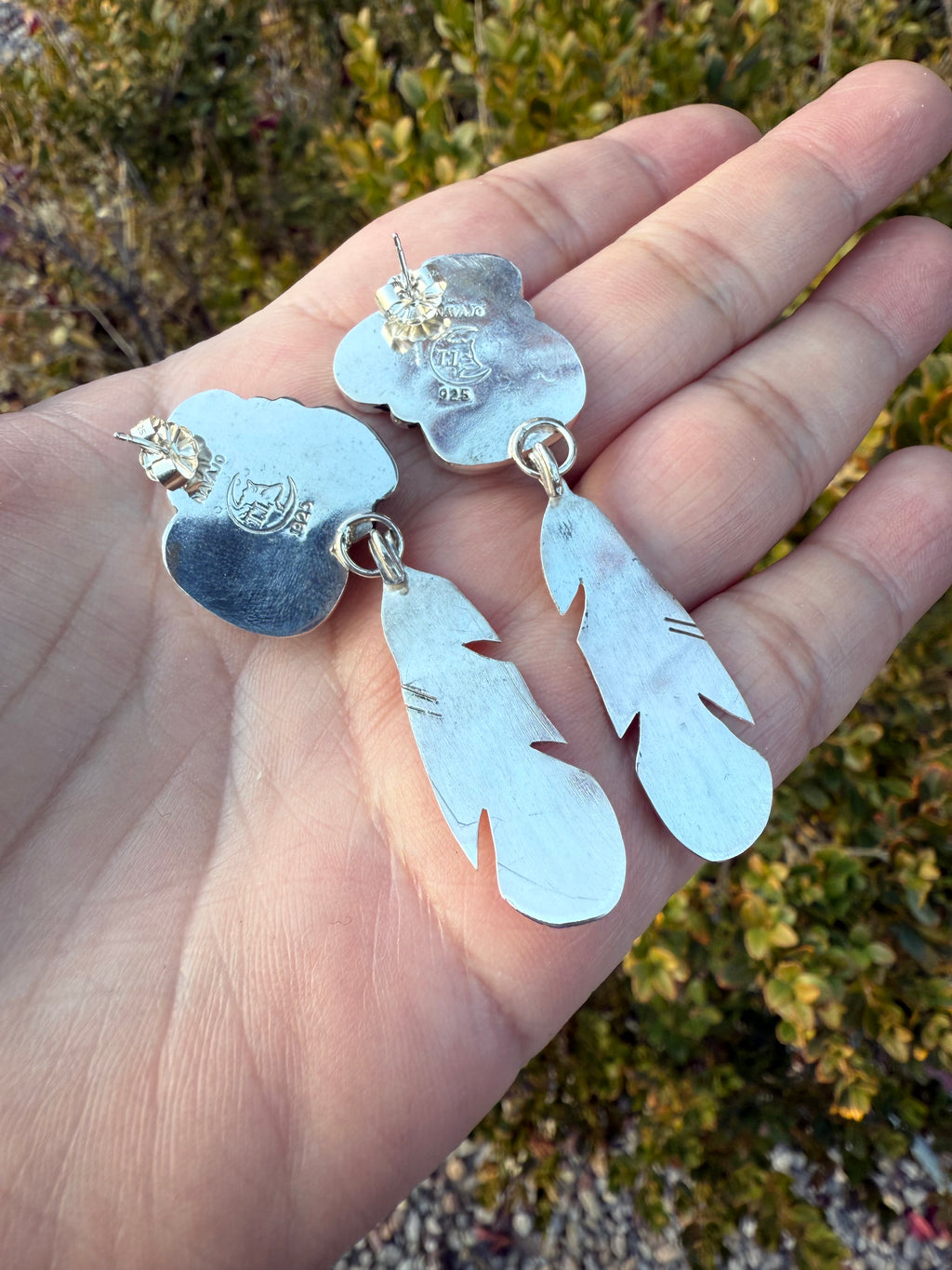 Labradorite Medium Feather Earrings