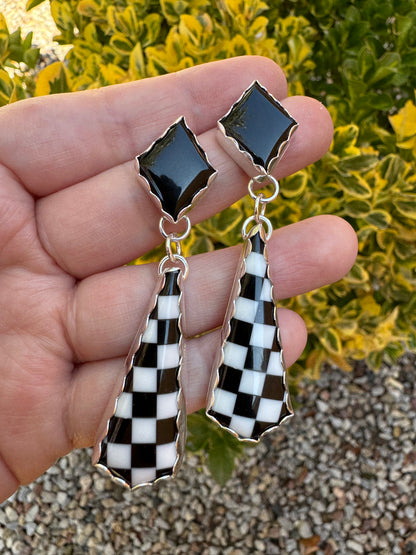 Jet and Pristine Earrings (scalloped)