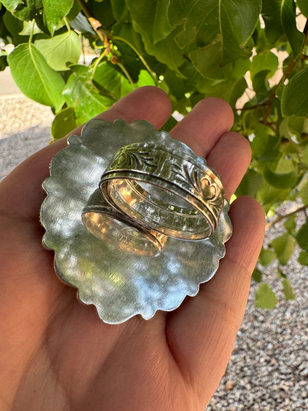 Lapis Lazuli & Pink Conch Heart Ring (Adjustable sz8-14)