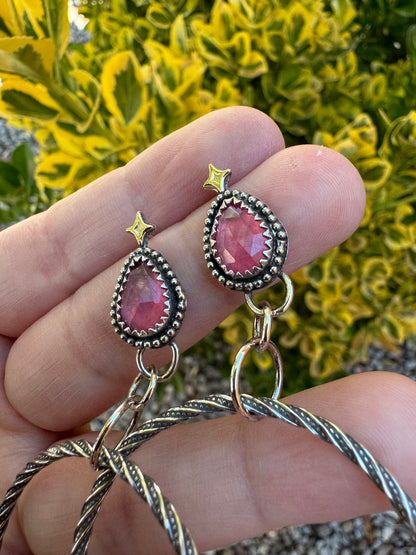 Pink Sapphire Hoops