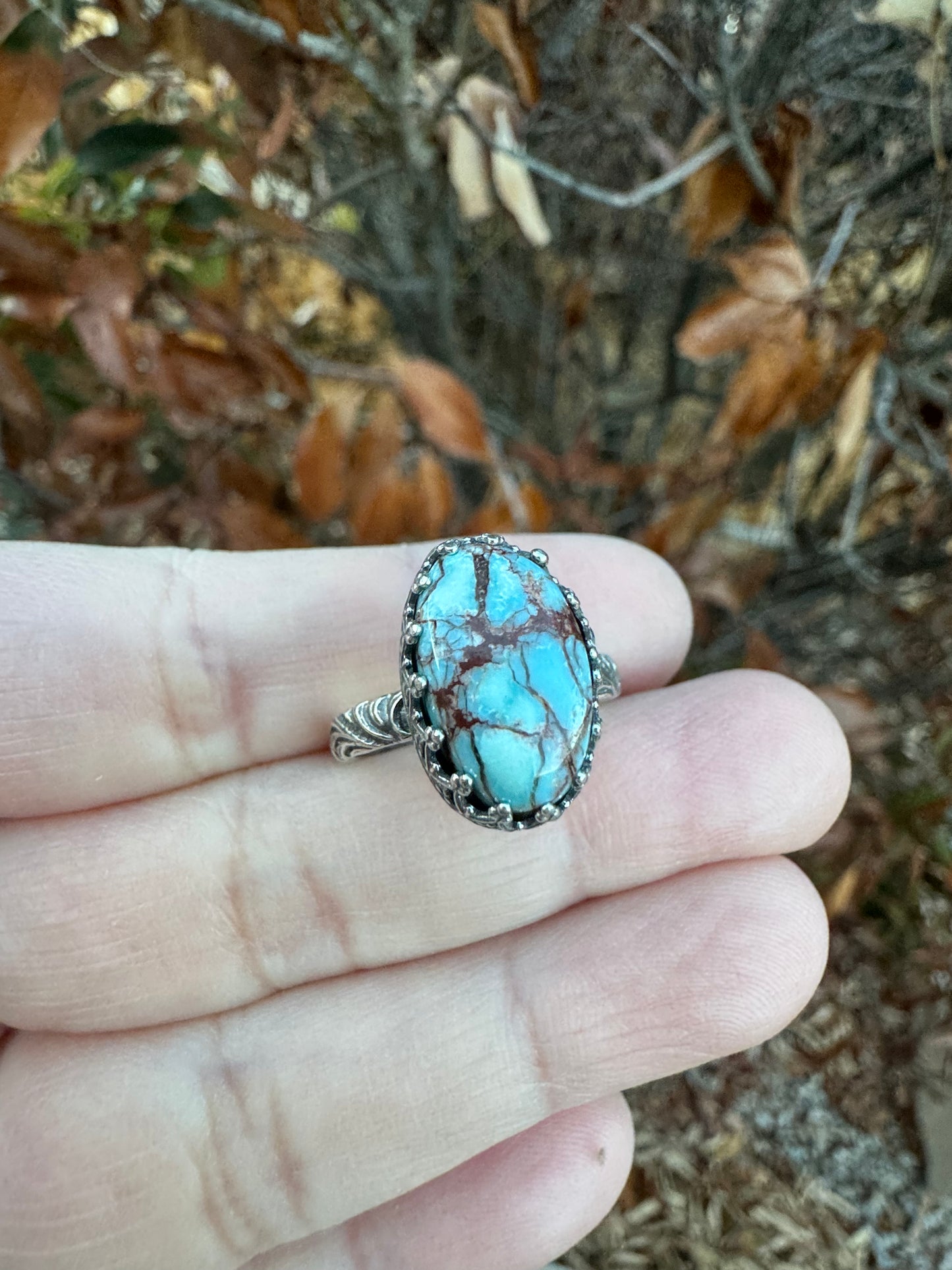 Egyptian Turquoise Oval Ring (Size 7)