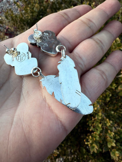 Blue Turquoise Medium Feather Earrings